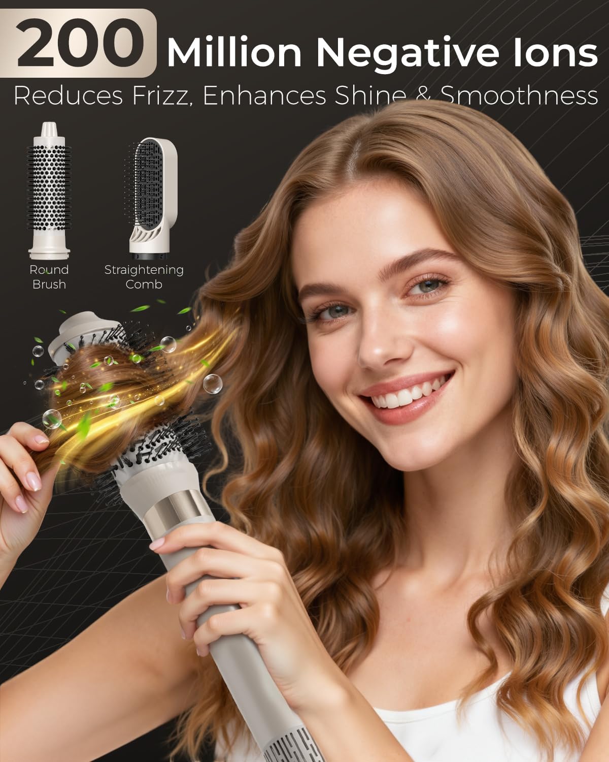 AUSELECT 8-in-1 Hot Air Styler & Hair Dryer Brush Negative Ion Fast Drying NEW