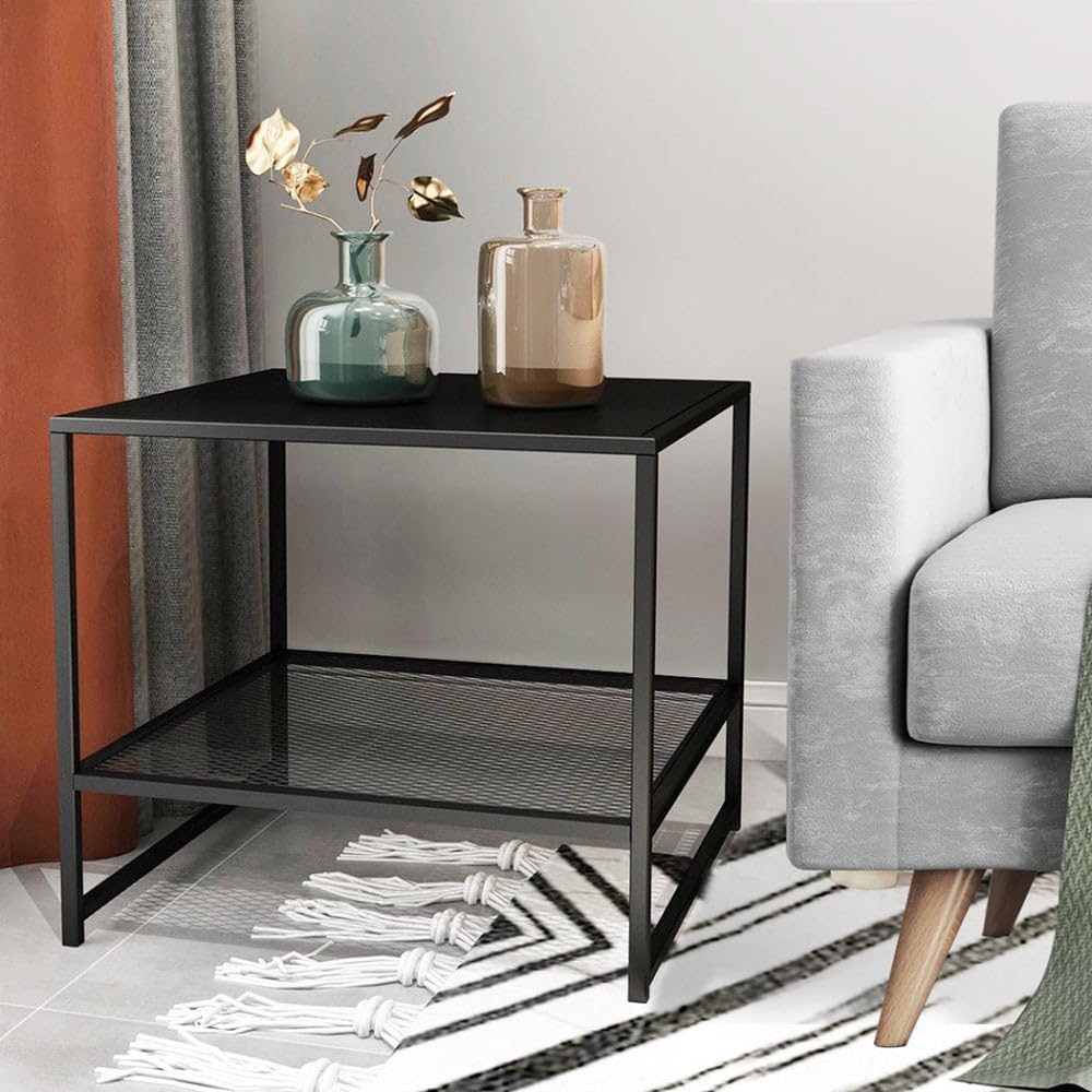 Levede Open End Tables Design Steel End Table 2-Tier Compact Storage Clear NEW
