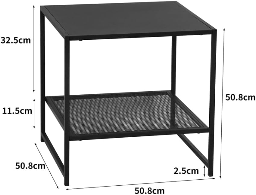 Levede Open End Tables Design Steel End Table 2-Tier Compact Storage Clear NEW