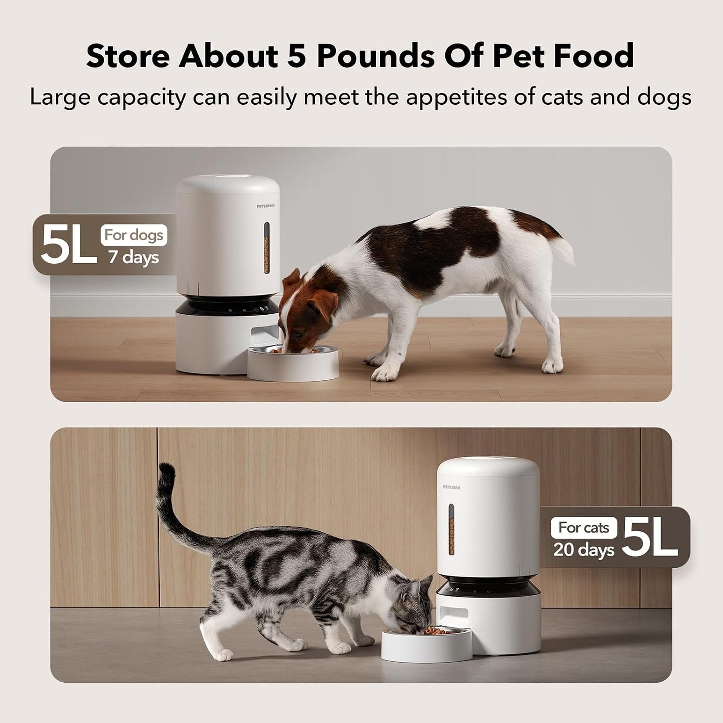 PETLIBRO Automatic Cat Feeder Smart WiFi App Control Acrylonitrile NEW