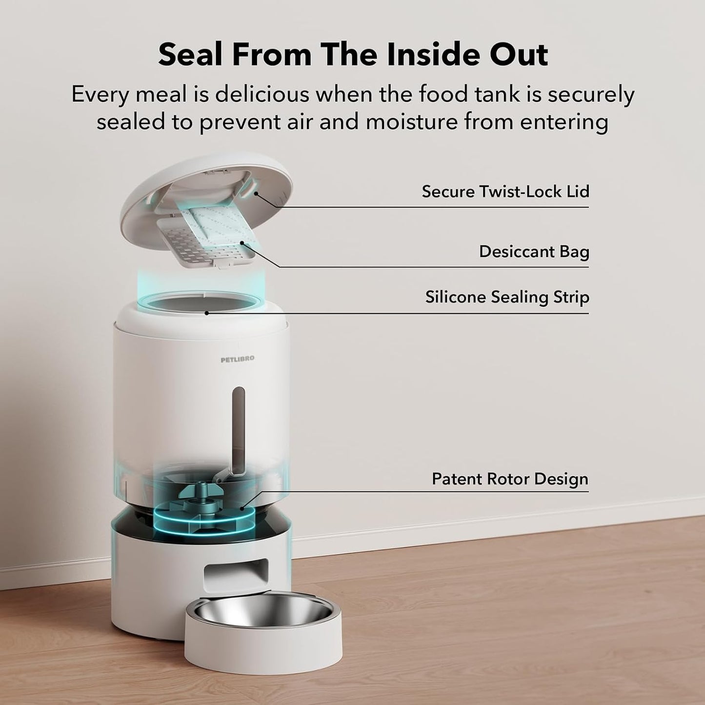 PETLIBRO Automatic Cat Feeder Smart WiFi App Control Acrylonitrile NEW