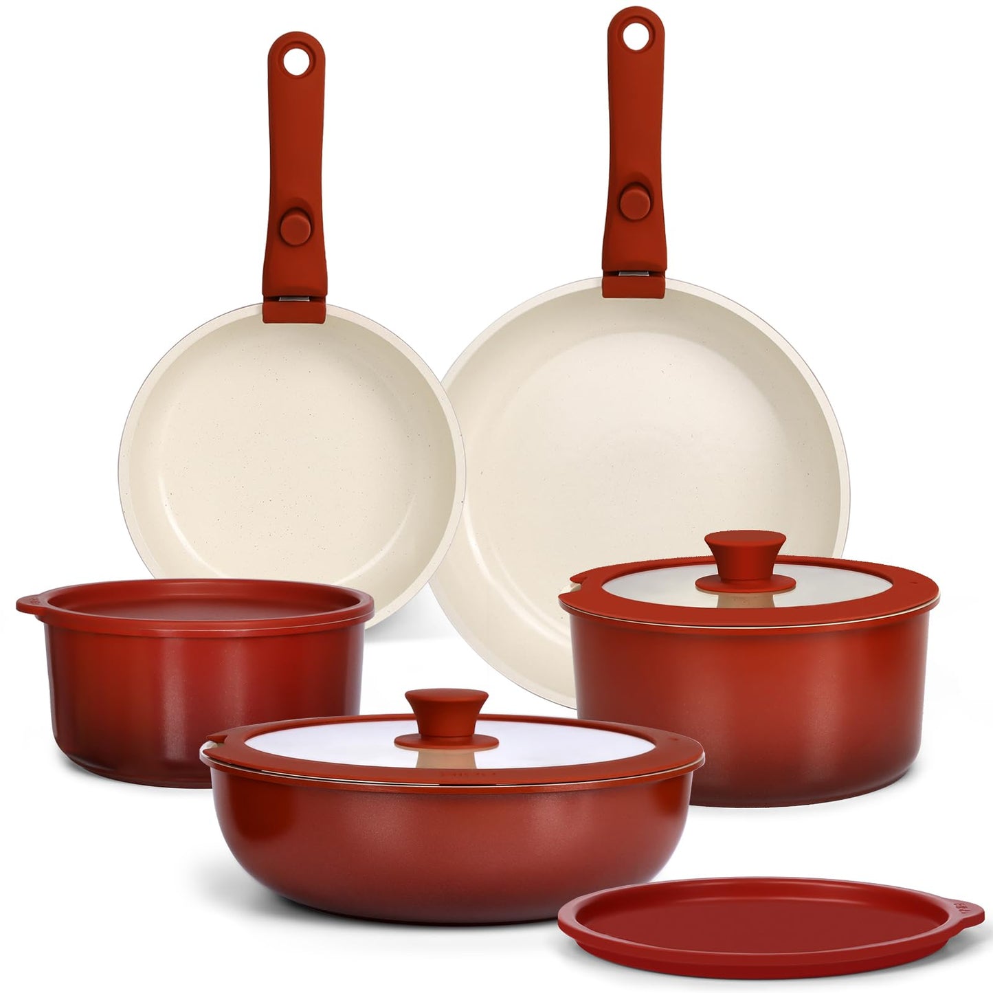 GiPP 11-Piece Nonstick Cookware Set - Red & Black Gradient Pots and Pans DEMO