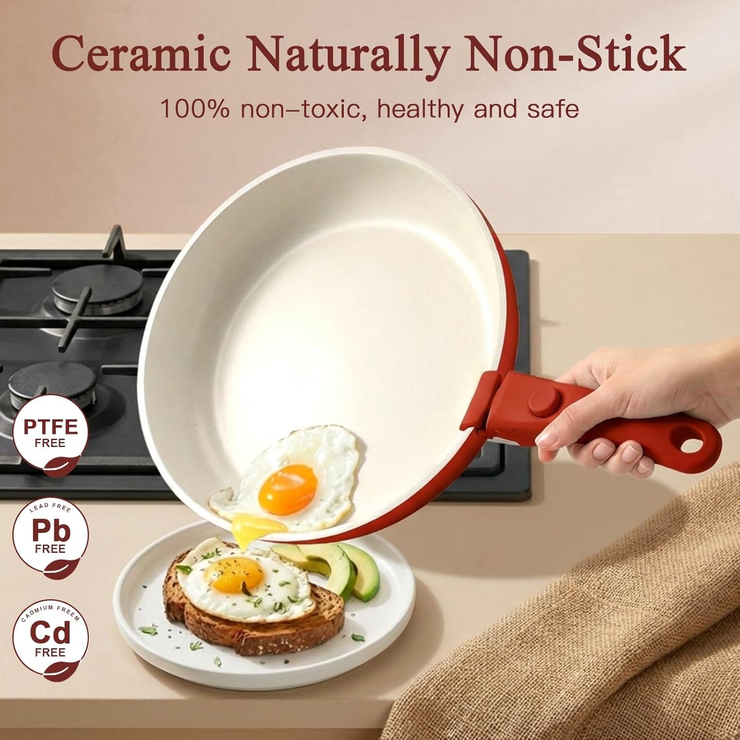 GiPP 11-Piece Nonstick Cookware Set - Red & Black Gradient Pots and Pans DEMO