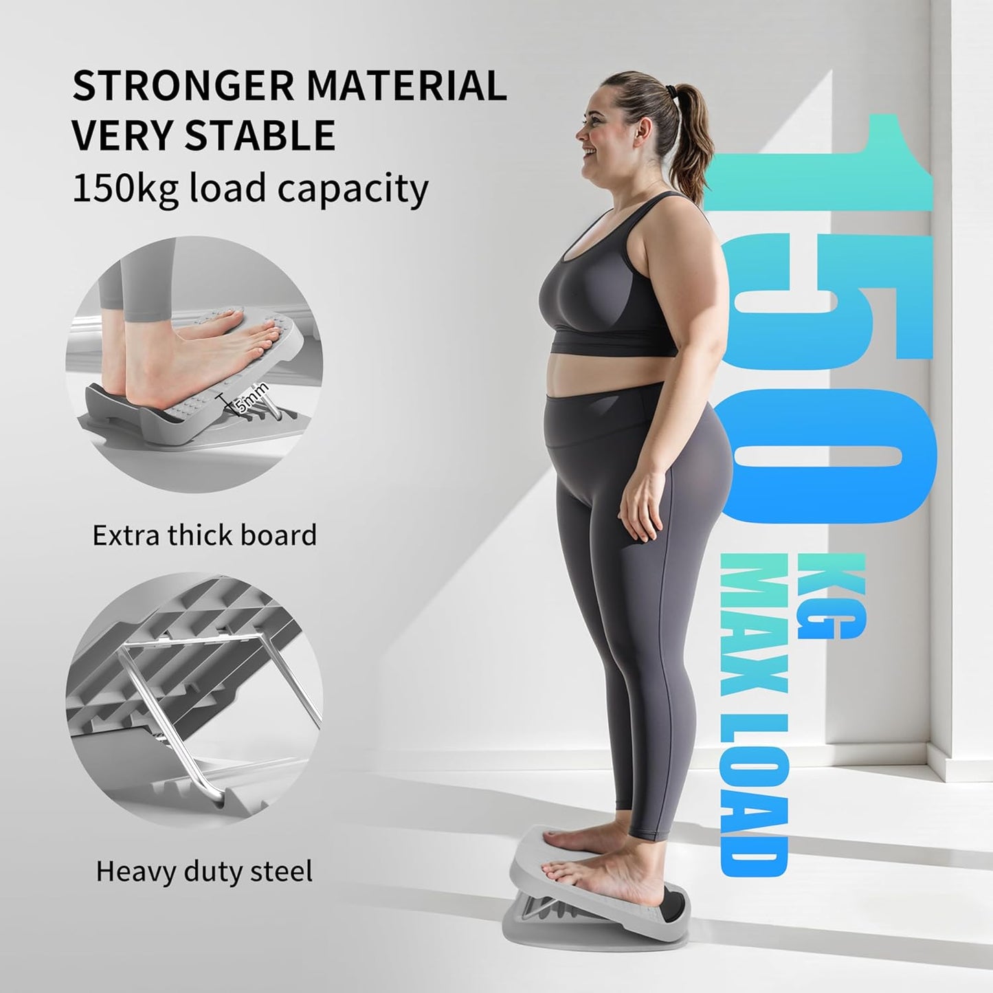 PROIRON Adjustable Incline Calf Stretching Board, Gray, 31cm x 27cm, NEW