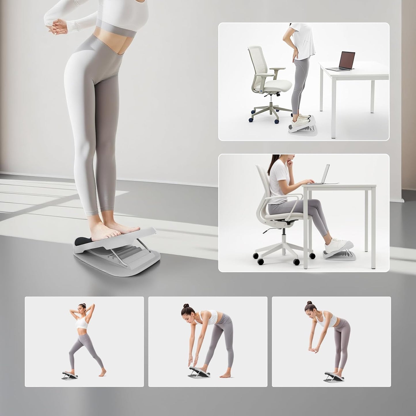 PROIRON Adjustable Incline Calf Stretching Board, Gray, 31cm x 27cm, NEW