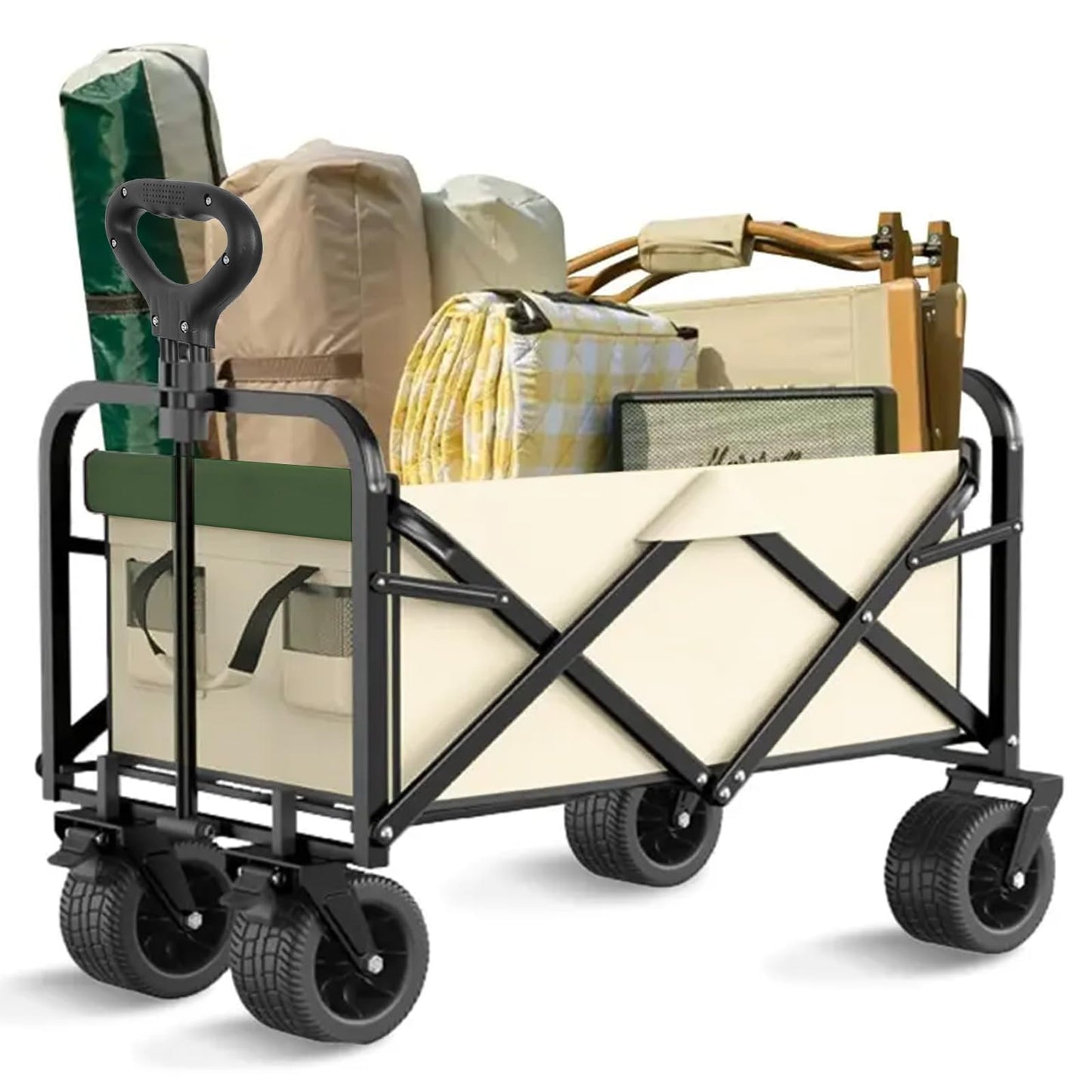 Menbyci Collapsible Garden Transportation Folding Wagon Portable Large DEMO