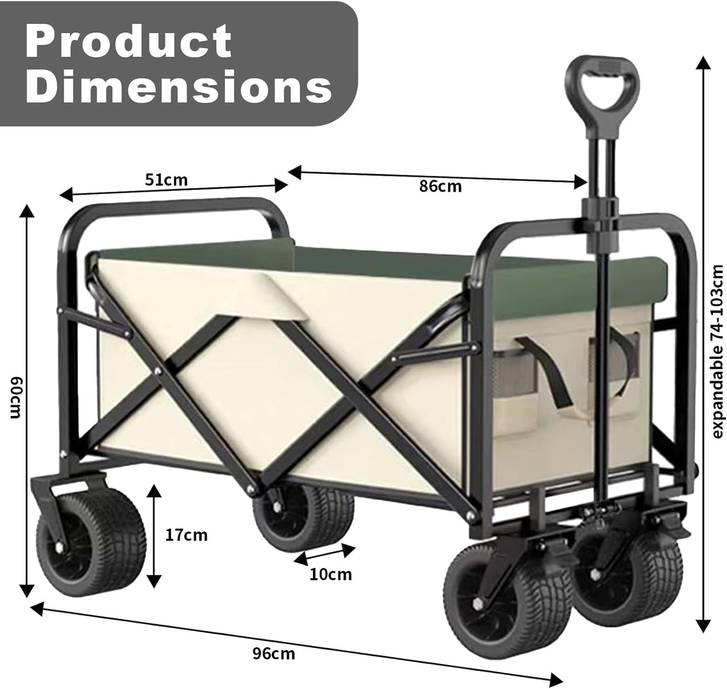 Menbyci Collapsible Garden Transportation Folding Wagon Portable Large DEMO