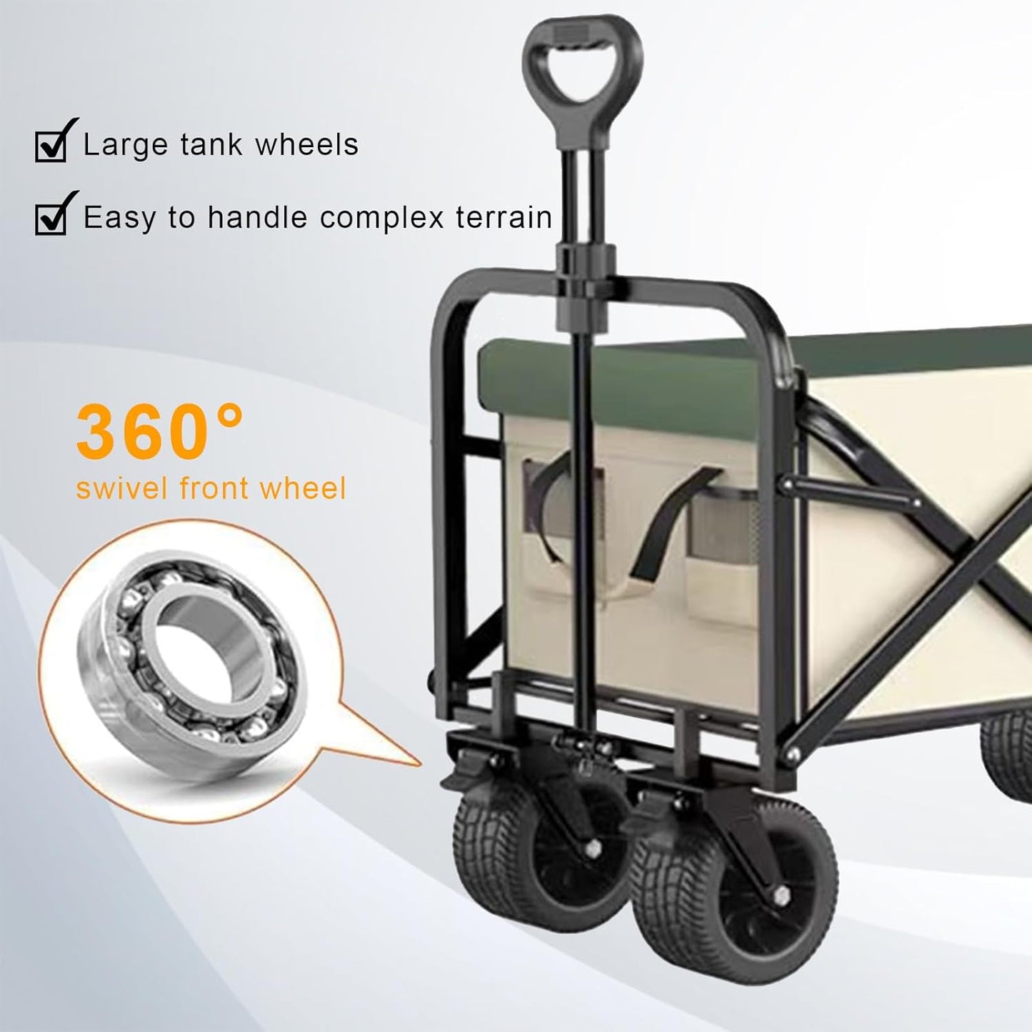 Menbyci Collapsible Garden Transportation Folding Wagon Portable Large DEMO