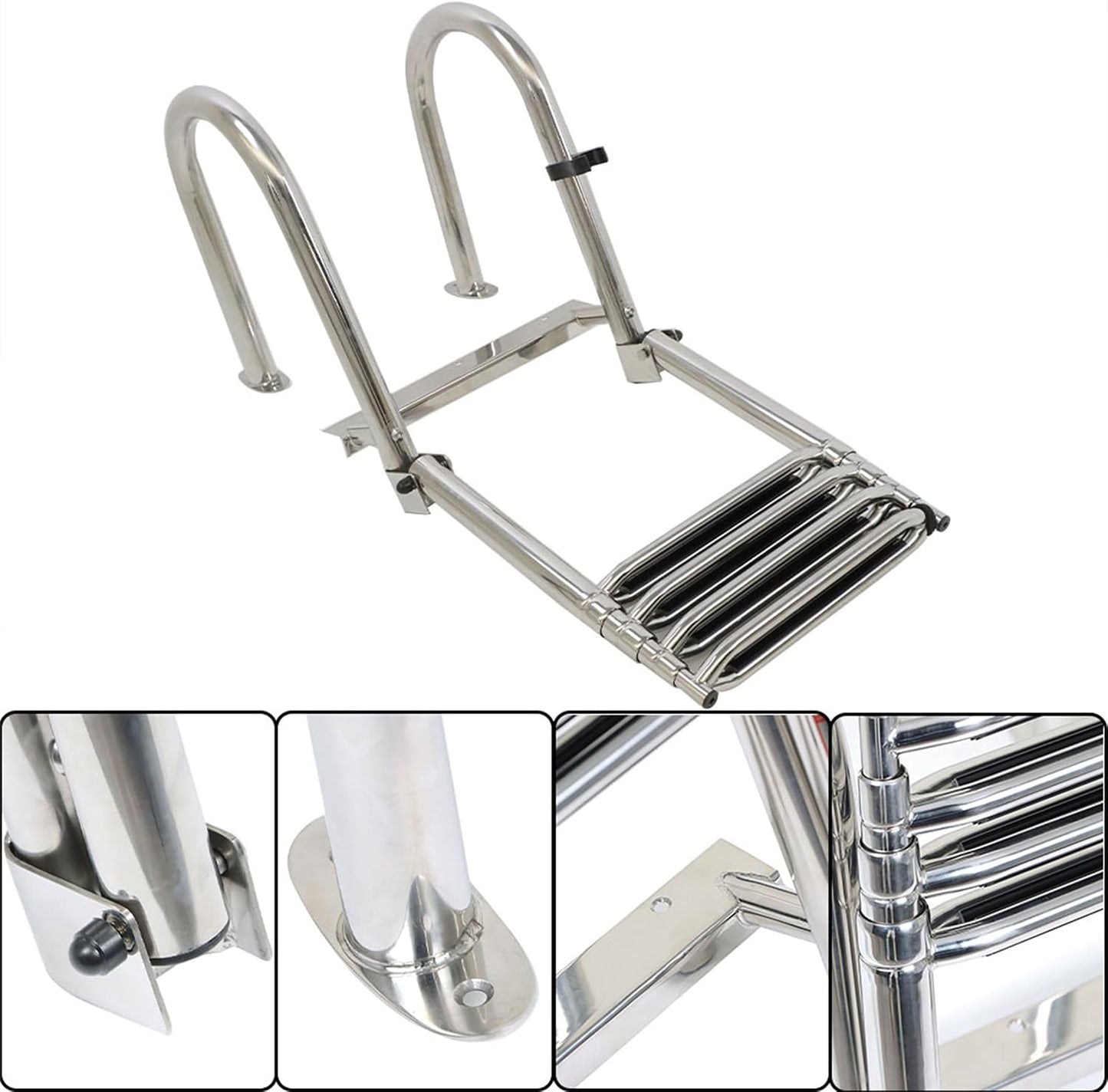 labwork Telescoping Stepstools Boat Ladder Foldable Stainless Steel 4 Step DEMO