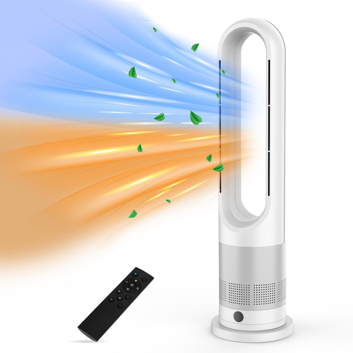 ADVWIN 2-in-1 Electric Tower Fan Heater with 8 Cold & 3 Warm Speeds Silver DEMO