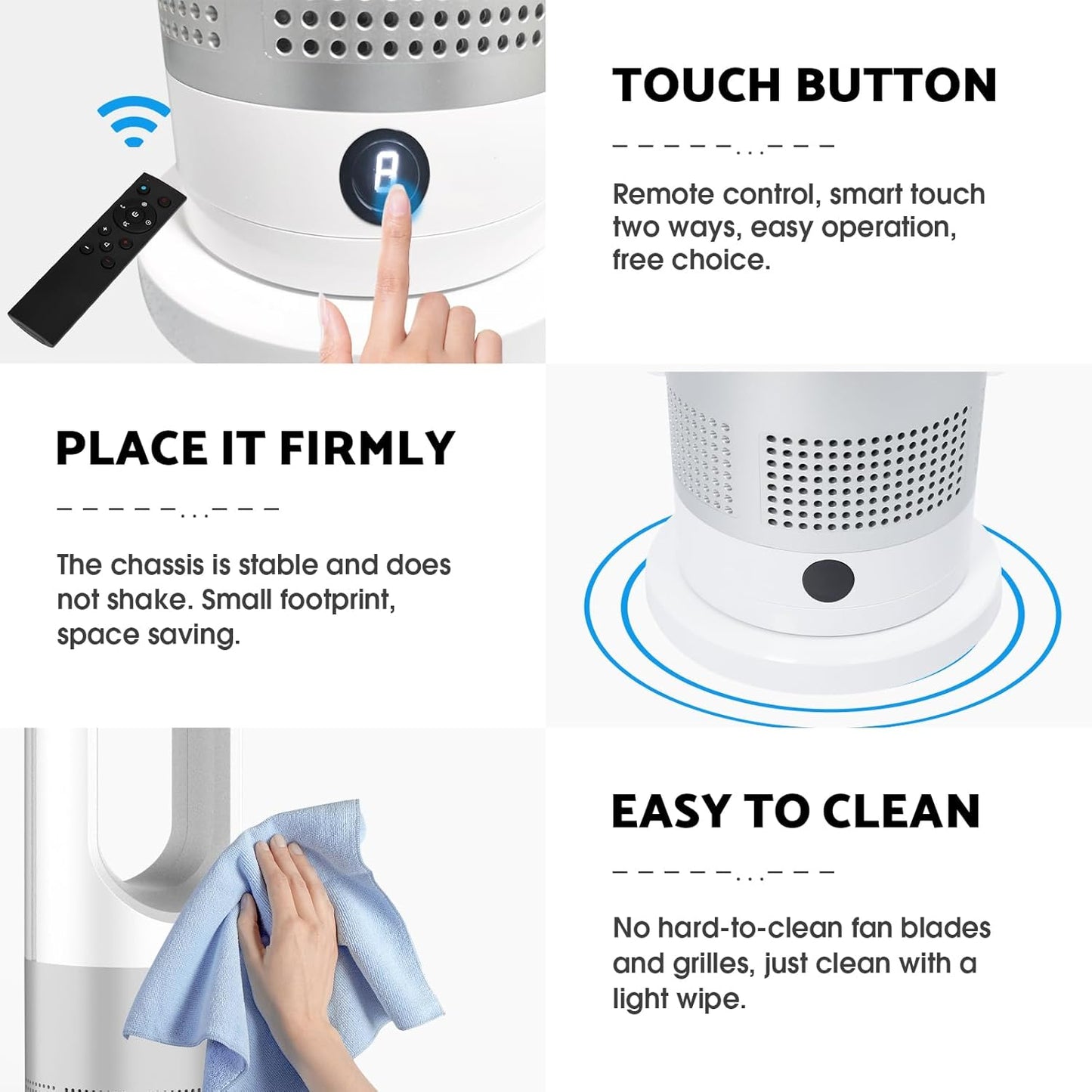 ADVWIN 2-in-1 Electric Tower Fan Heater with 8 Cold & 3 Warm Speeds Silver DEMO