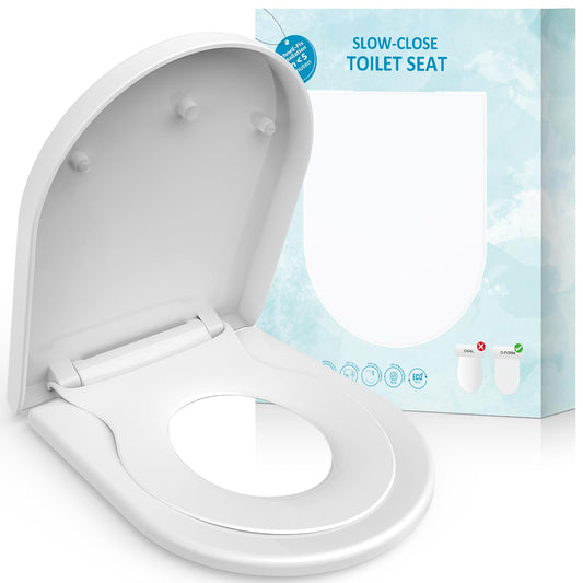 MUJIUSHI Soft Seats Close Toilet Seat with Built-in Child Seat, White, U/D DEMO