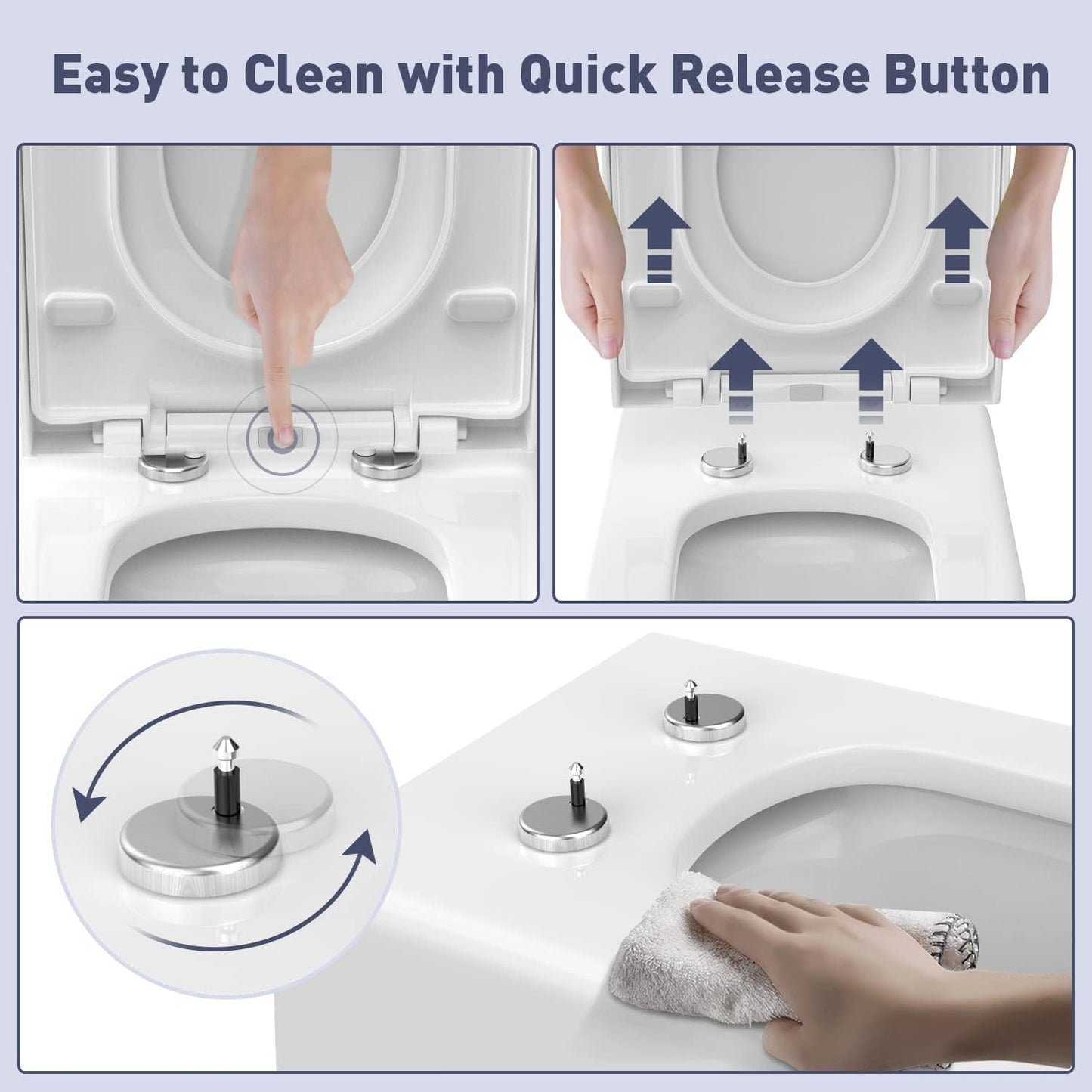 MUJIUSHI Soft Seats Close Toilet Seat with Built-in Child Seat, White, U/D DEMO