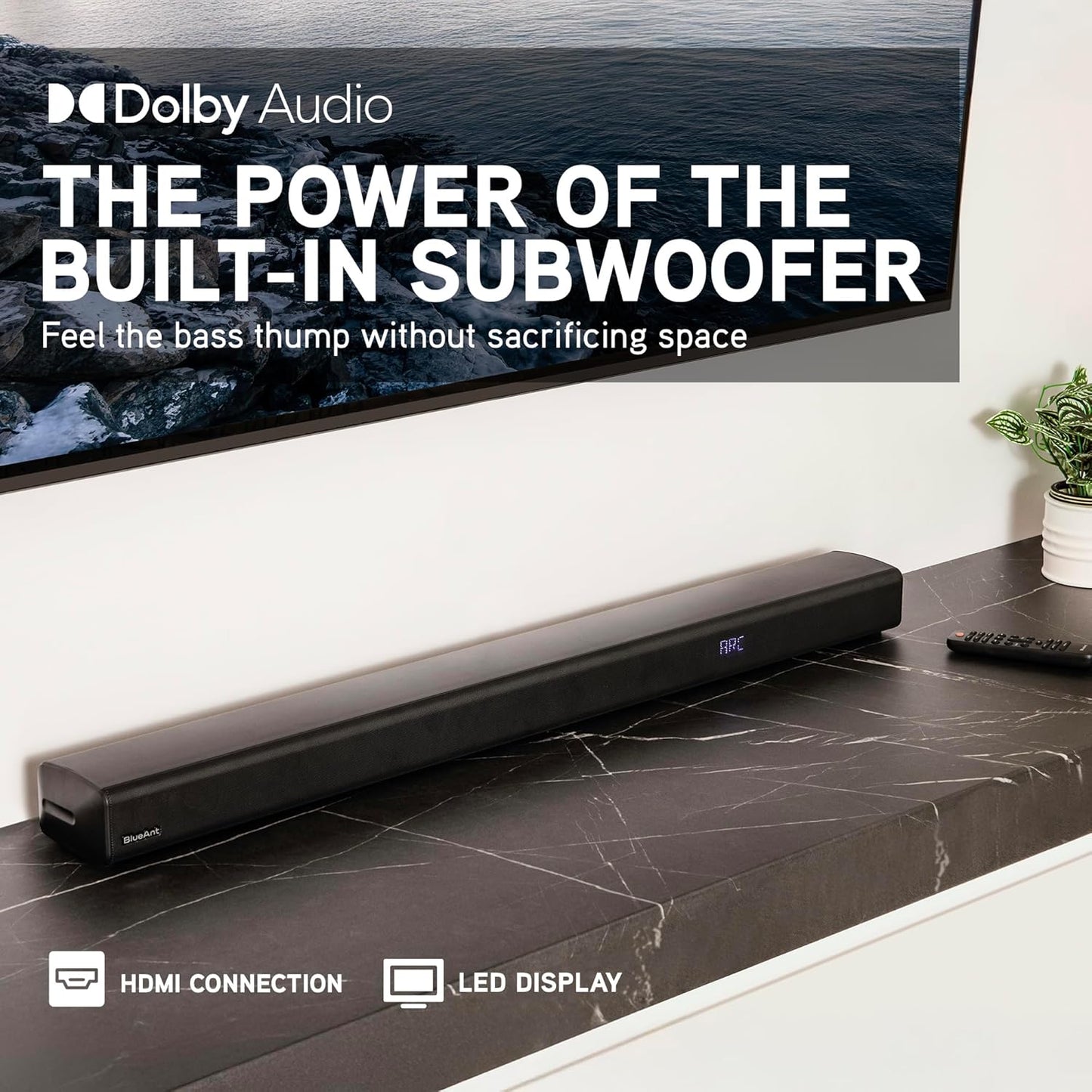 BlueAnt 120W Dolby Digital Surround Sound Soundbar with Internal Subwoofer NEW