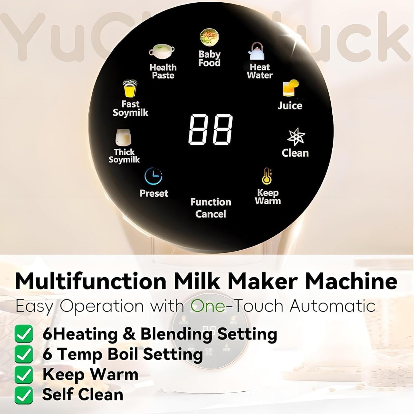Hxgemu 8-in-1 Automatic Nut Milk Maker Machine 1400ml Countertop Blender DEMO