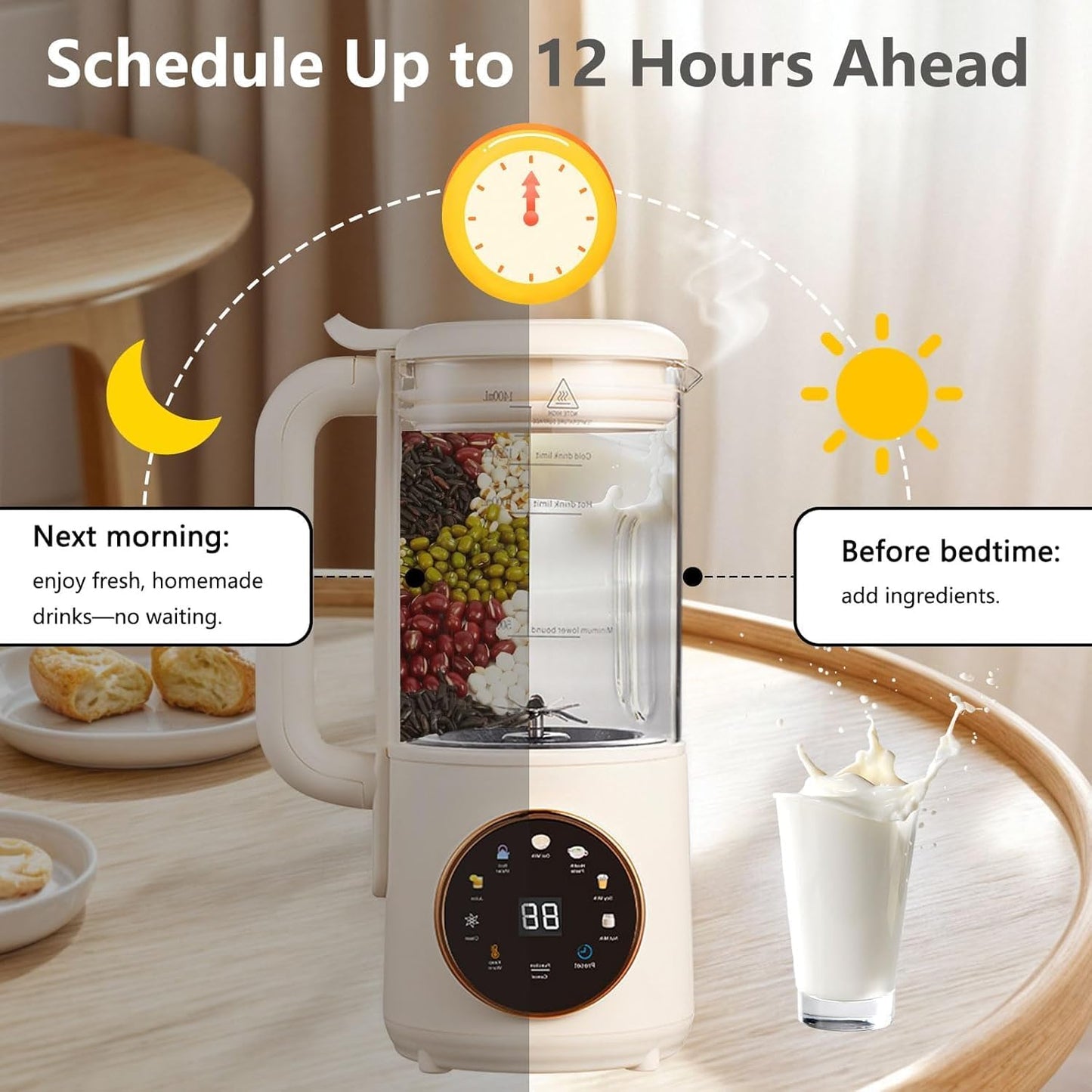 Hxgemu 8-in-1 Automatic Nut Milk Maker Machine 1400ml Countertop Blender DEMO