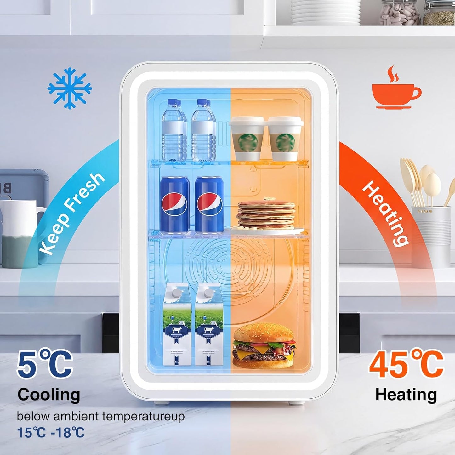ADVWIN 8L Household Appliances White Mini Refrigerator and Personal Beauty DEMO