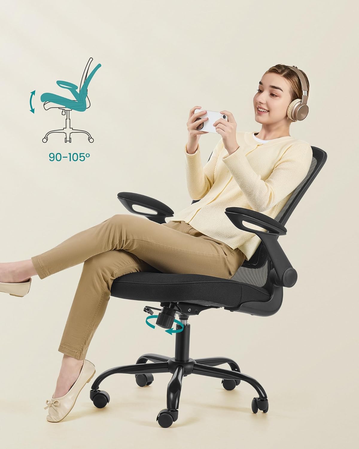 SONGMICS Ergonomic Office Desk Chair Swivel with Mesh Black Size 64 x 107 DEMO