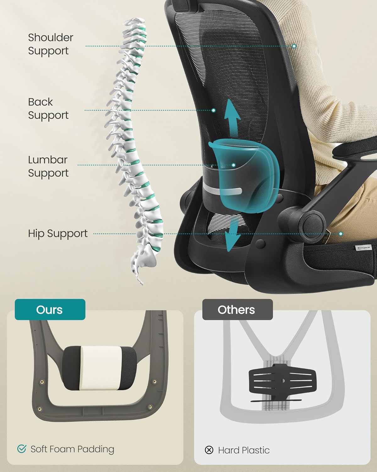 SONGMICS Ergonomic Office Desk Chair Swivel with Mesh Black Size 64 x 107 DEMO