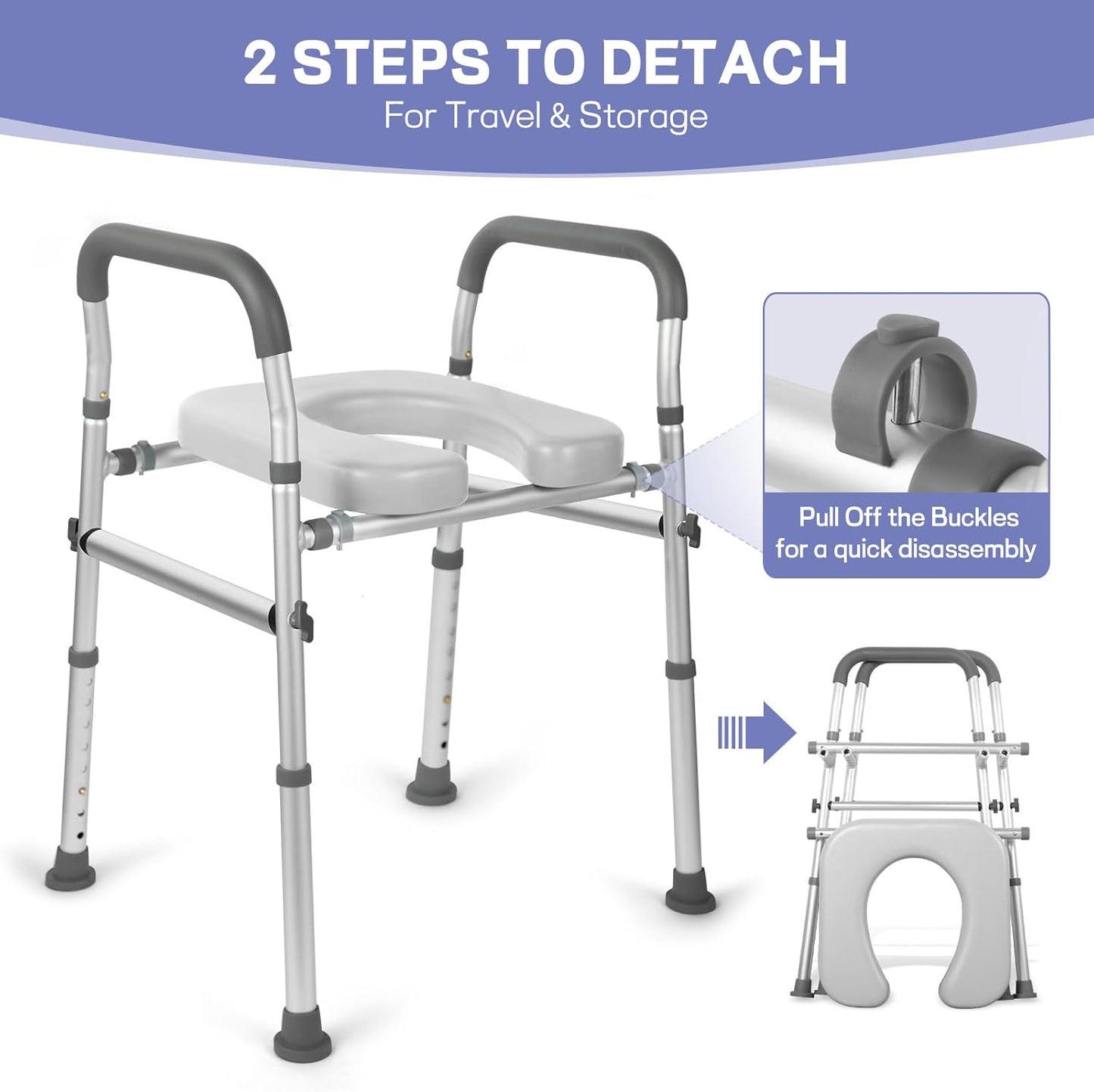 RYUUSEI Raised Toilet Seat with Handles Adjustable Height Bathroom DEMO