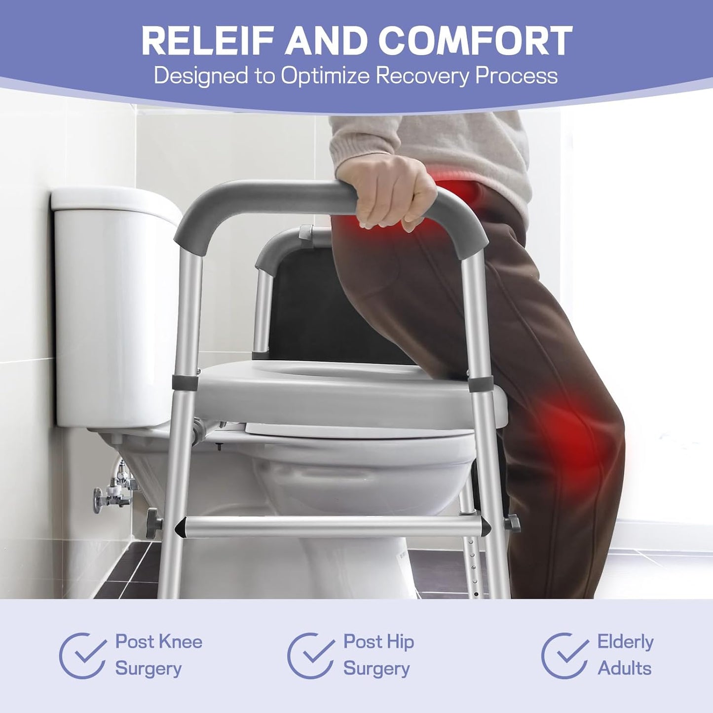 RYUUSEI Raised Toilet Seat with Handles Adjustable Height Bathroom DEMO