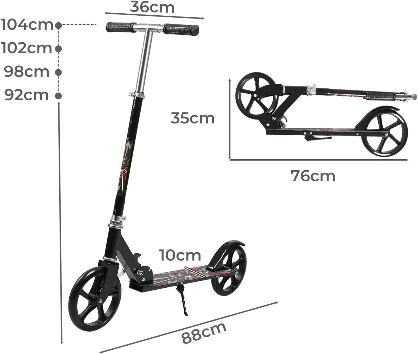 MONVELO Foldable Scooters Scooter with 2 Big Wheels for Kids and Adults up DEMO
