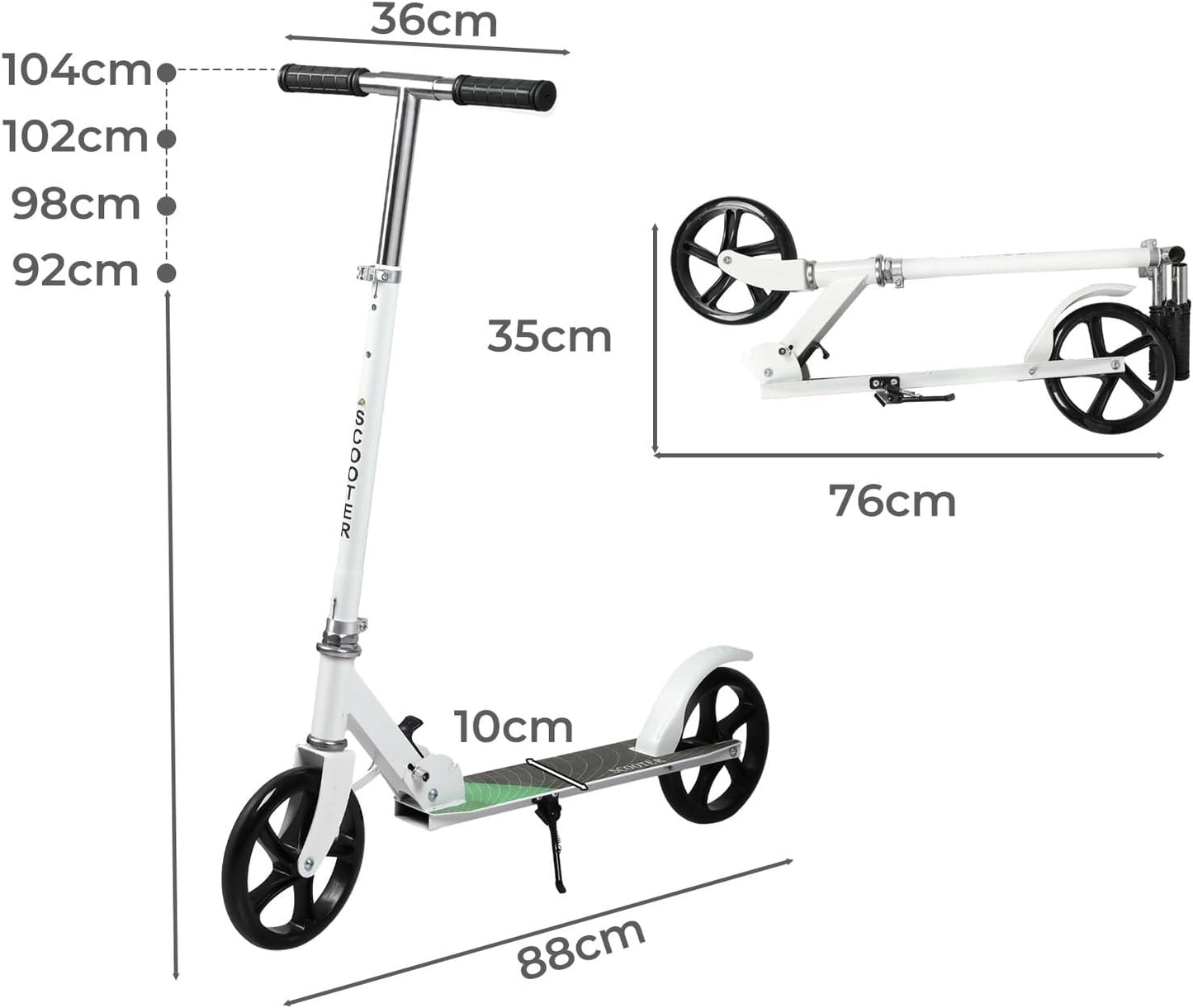 MONVELO Foldable Scooters Kick Scooter with 2 Big Wheels for Kids and DEMO