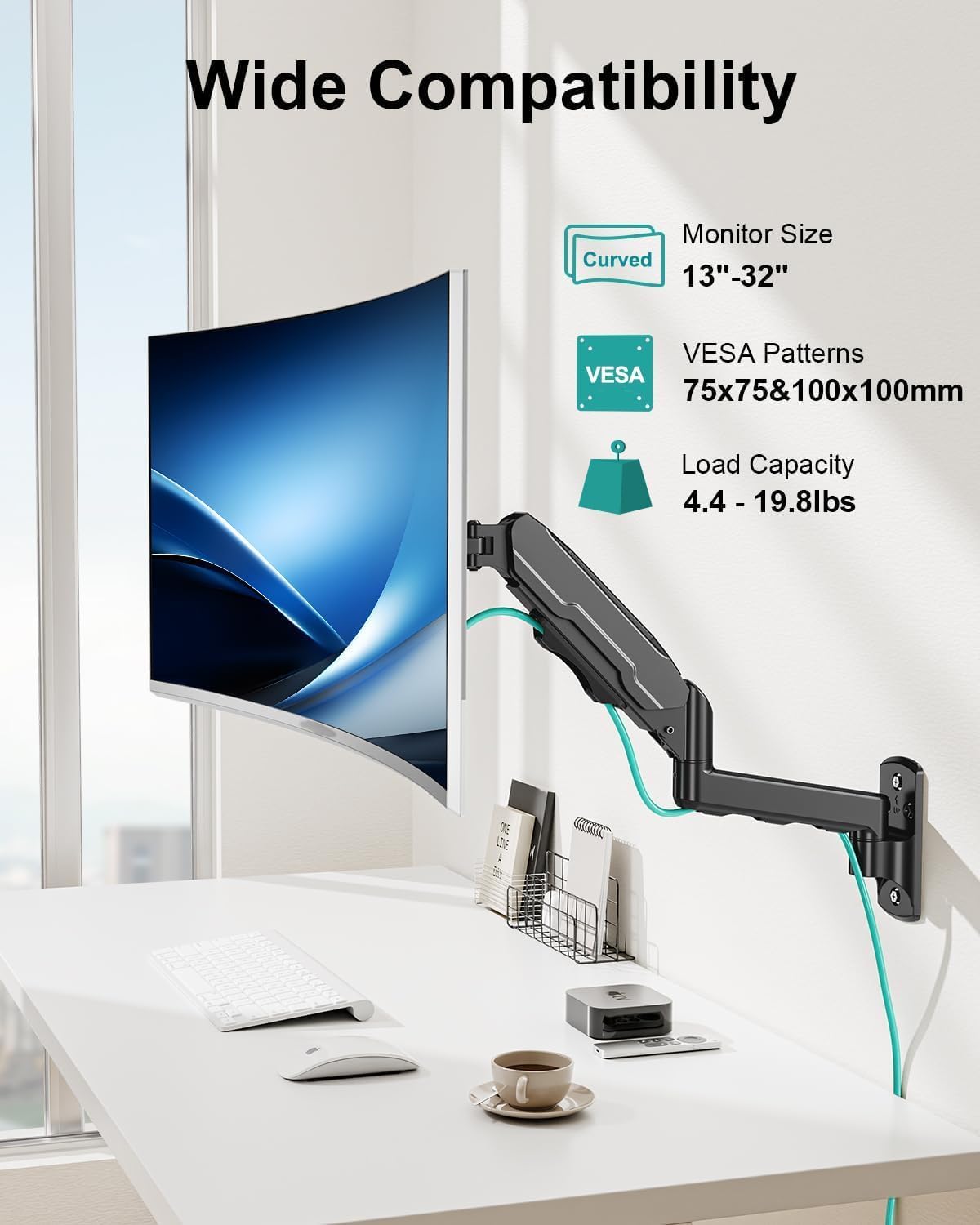 Mount Pro Single Monitor Wall for 13 to 32 Inch Screens in Black DEMO