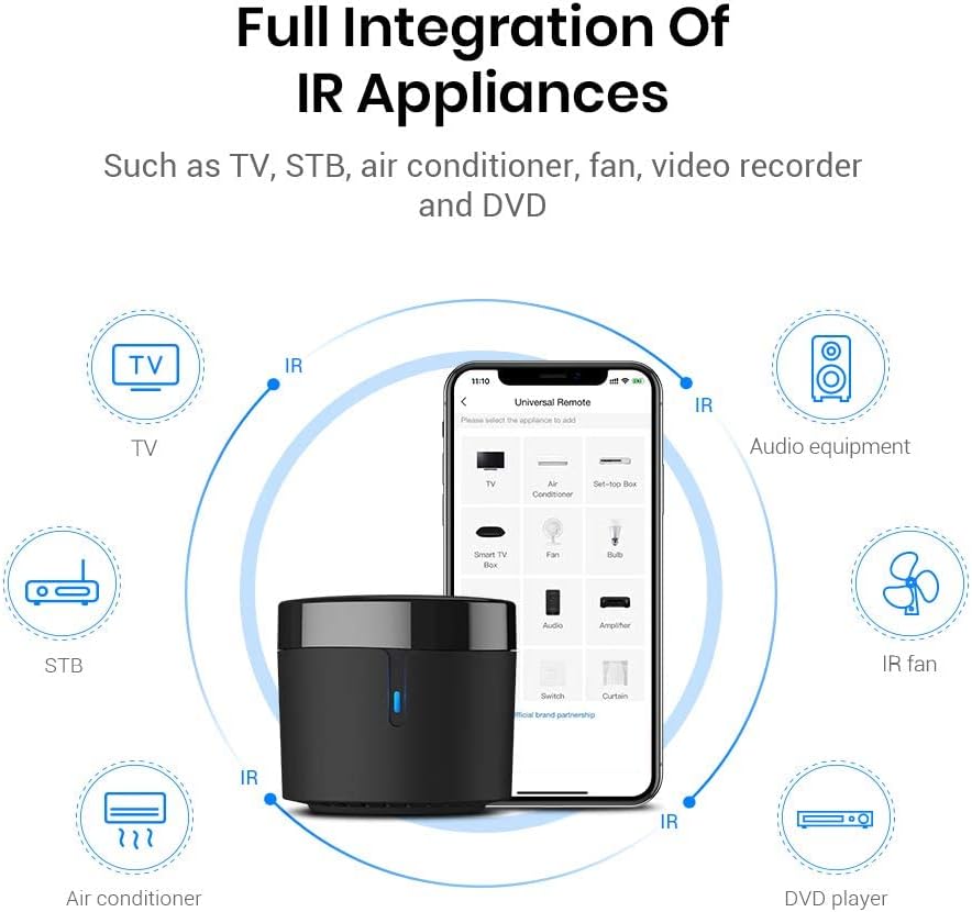 Broadlink RM4 Mini S Universal IR Remote Control Hub with Sensor Cable DEMO