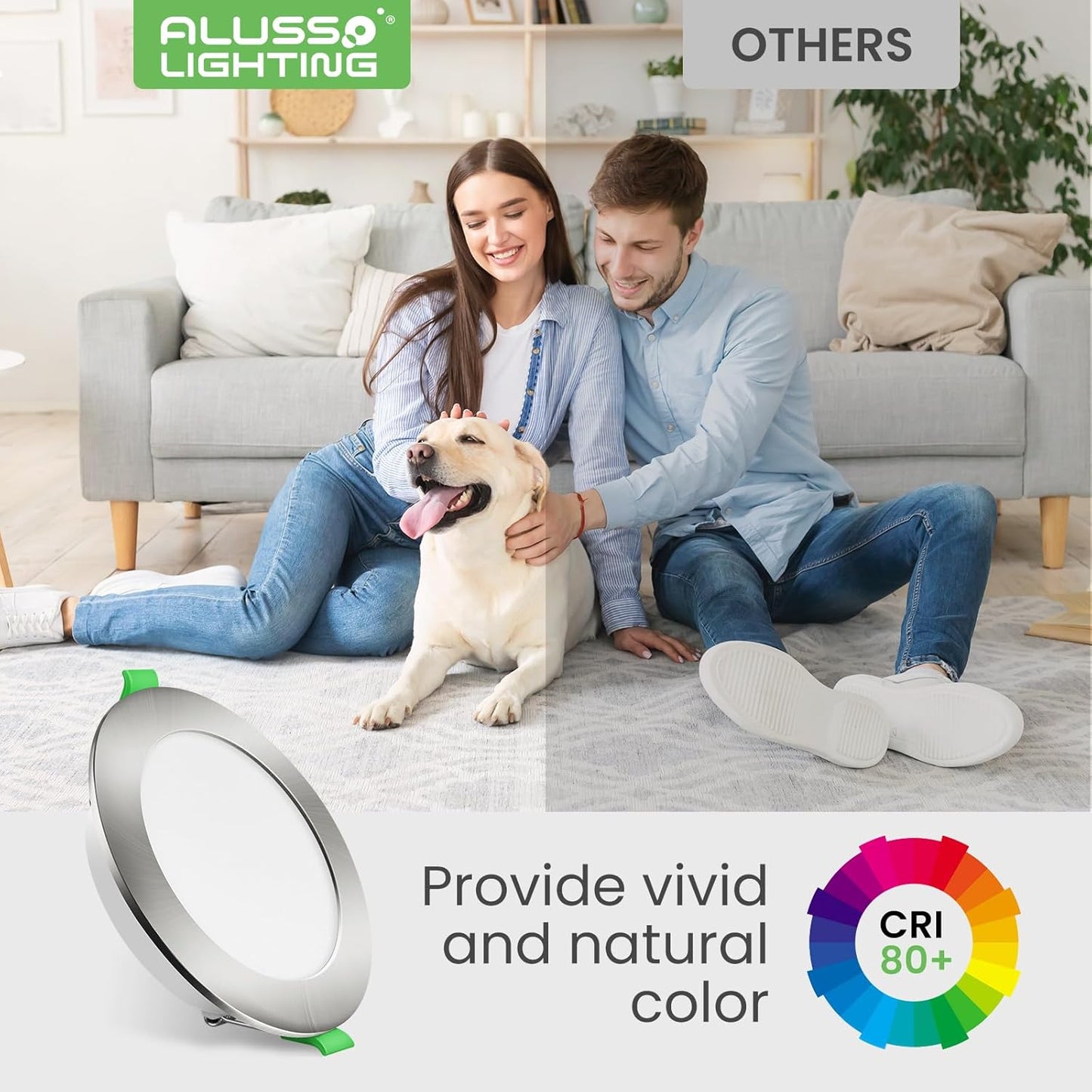 ALUSSO 12W Dimmable LED Downlight, Nickel Finish, 90-100mm Cutout NEW