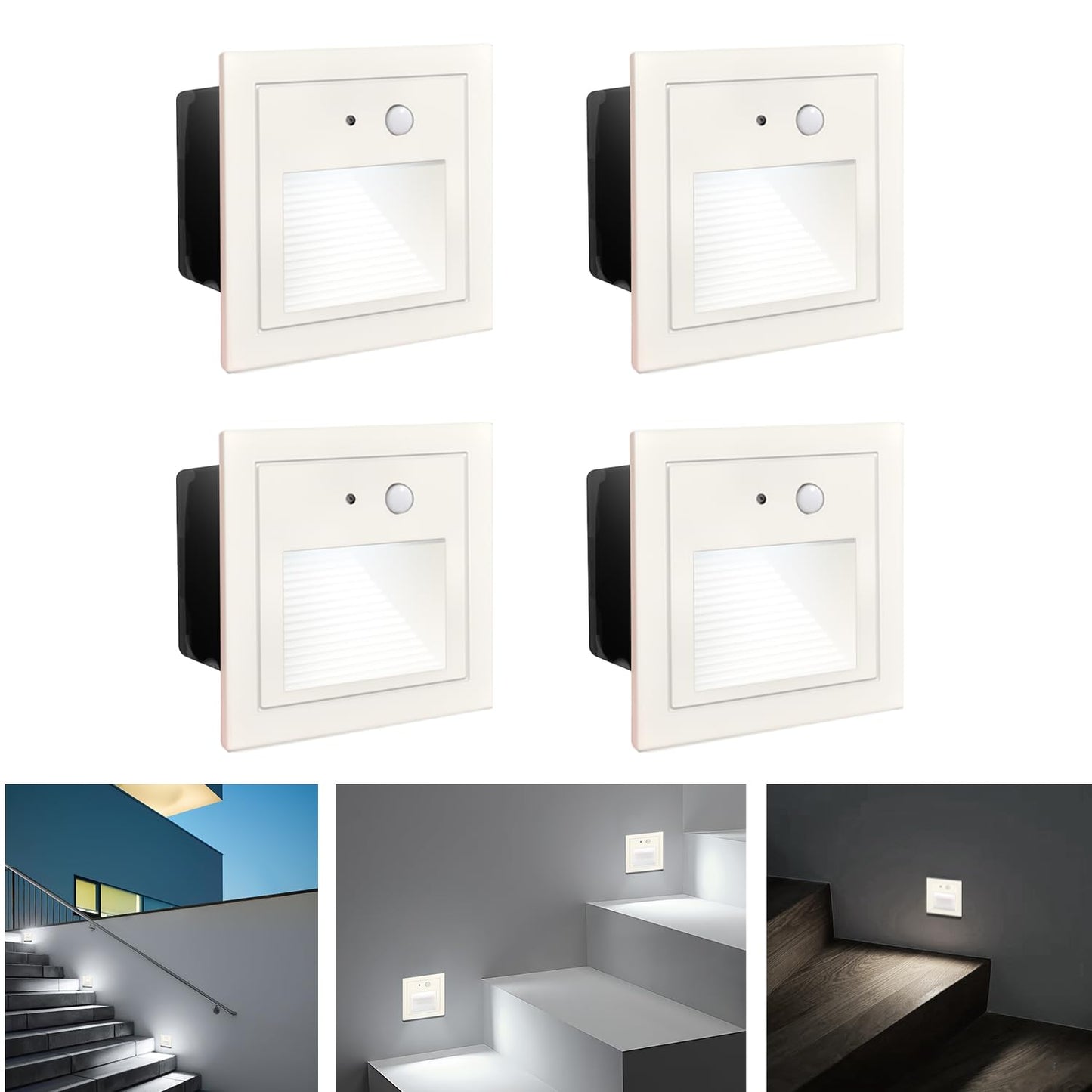 Arotelicht 4-Pack Warm White LED Recessed Wall Lights with Motion Sensor, DEMO