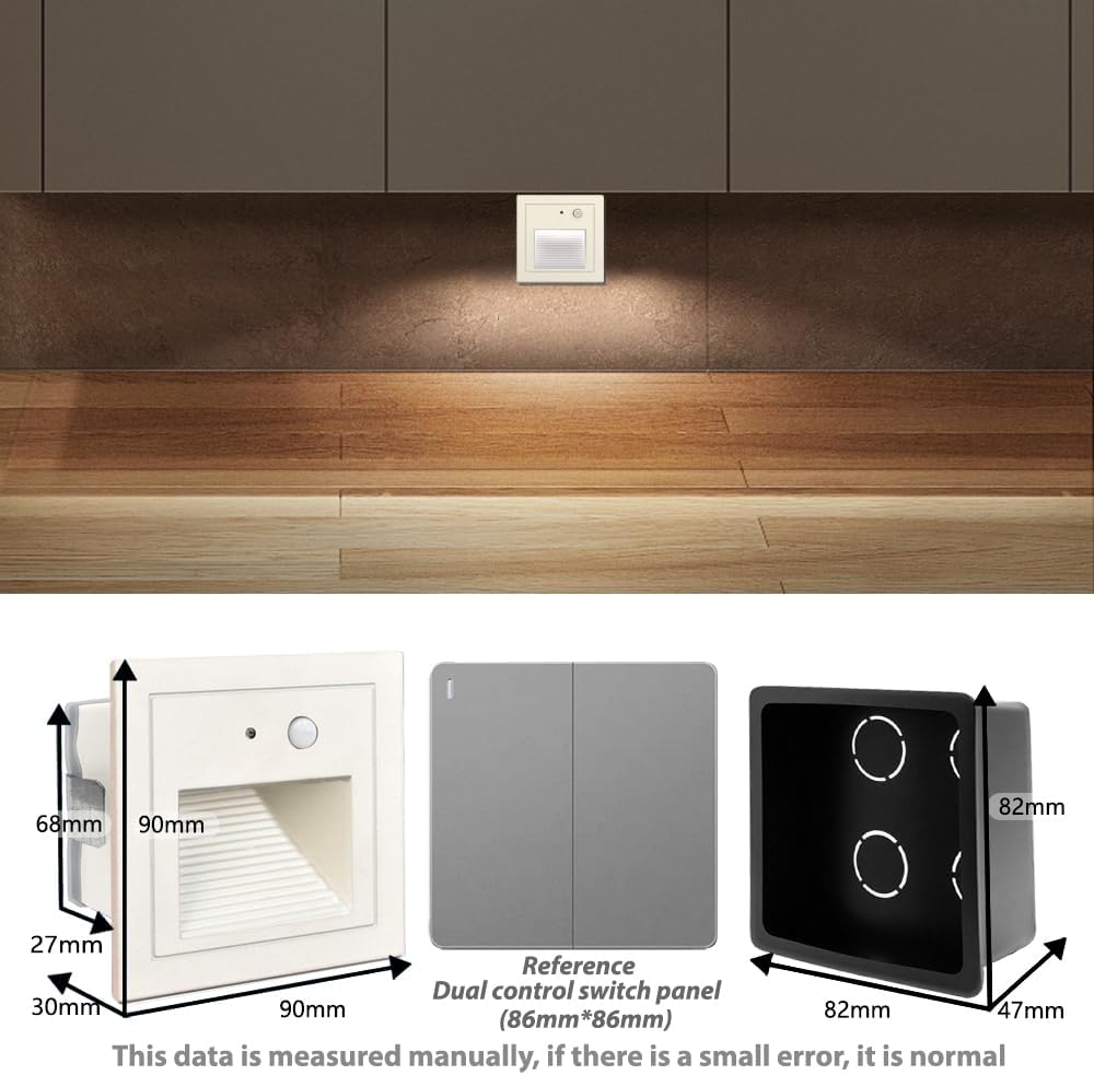 Arotelicht 4-Pack Warm White LED Recessed Wall Lights with Motion Sensor, DEMO