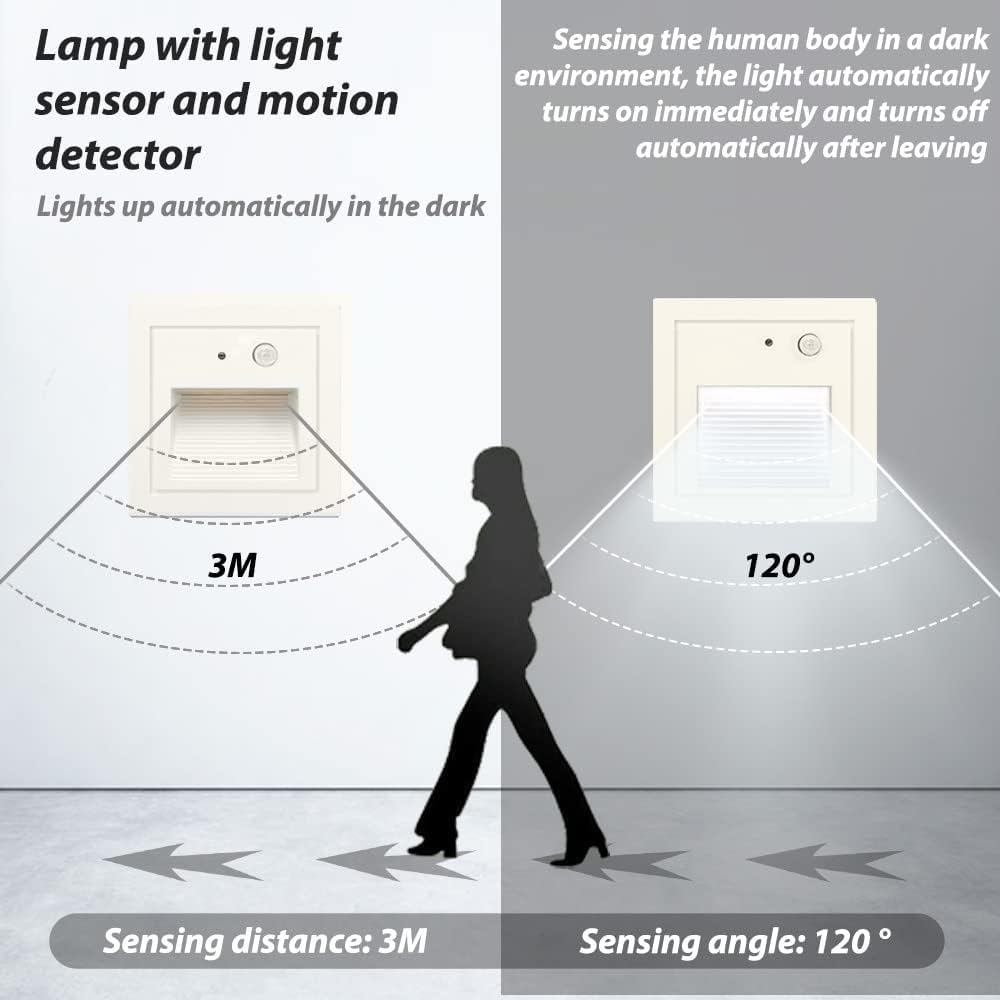 Arotelicht 4-Pack Warm White LED Recessed Wall Lights with Motion Sensor, DEMO