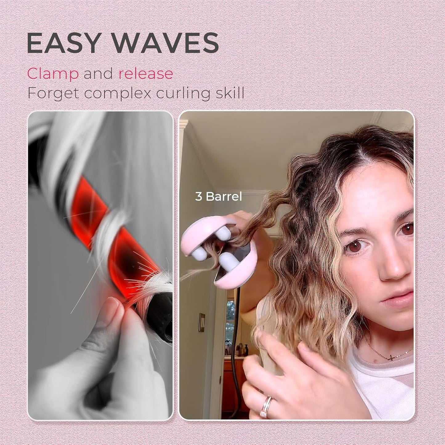 TYMO 25mm Wavers Ceramic Wavy Hair Crimper for Beachy, Voluminous Waves in DEMO