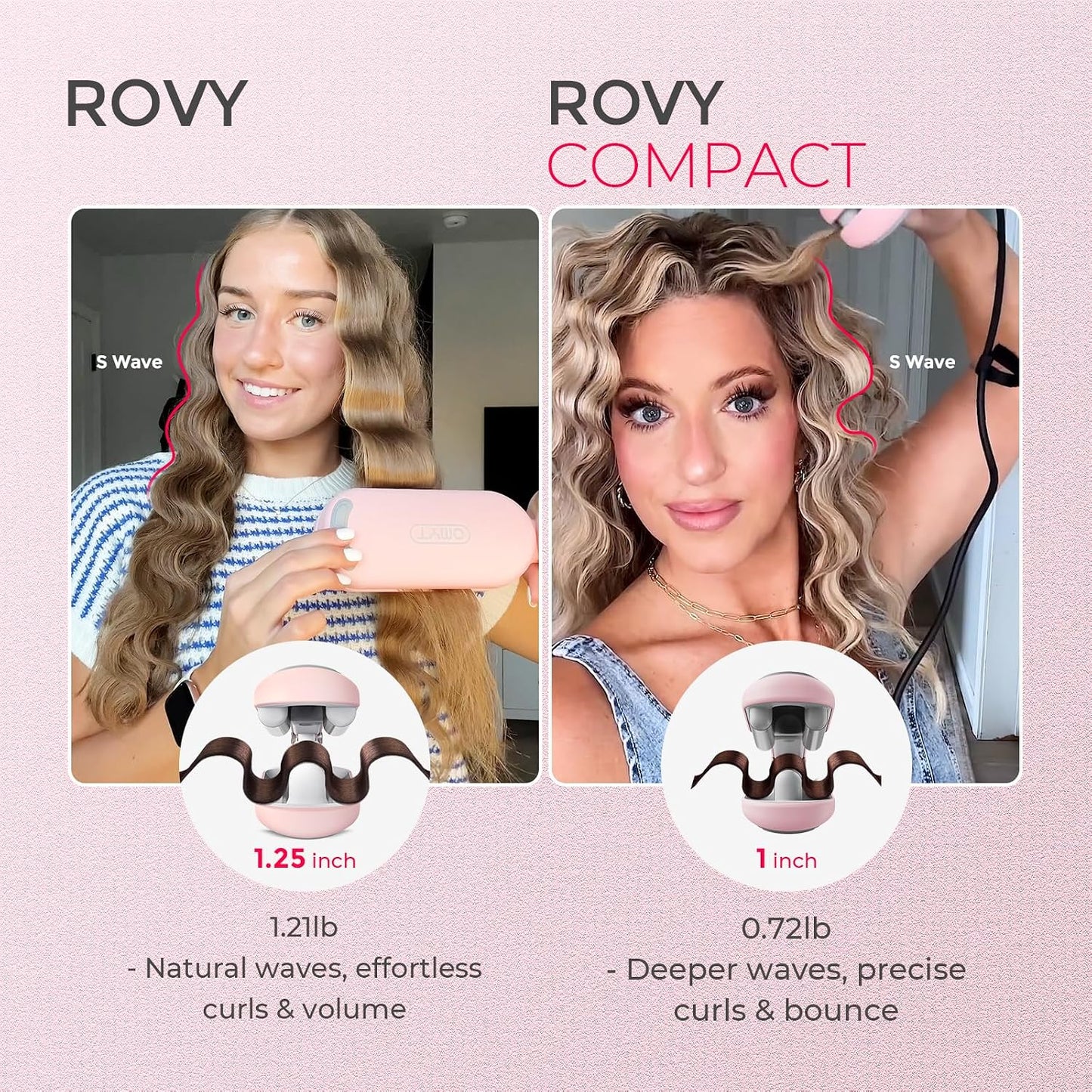TYMO 25mm Wavers Ceramic Wavy Hair Crimper for Beachy, Voluminous Waves in DEMO