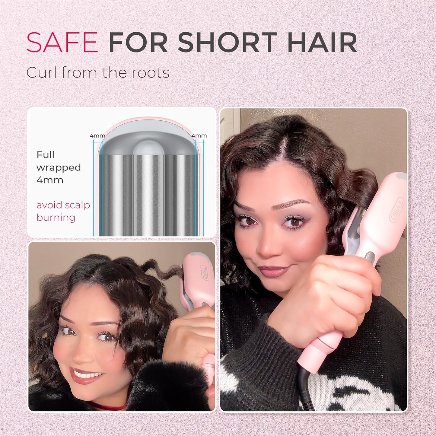 TYMO 25mm Wavers Ceramic Wavy Hair Crimper for Beachy, Voluminous Waves in DEMO