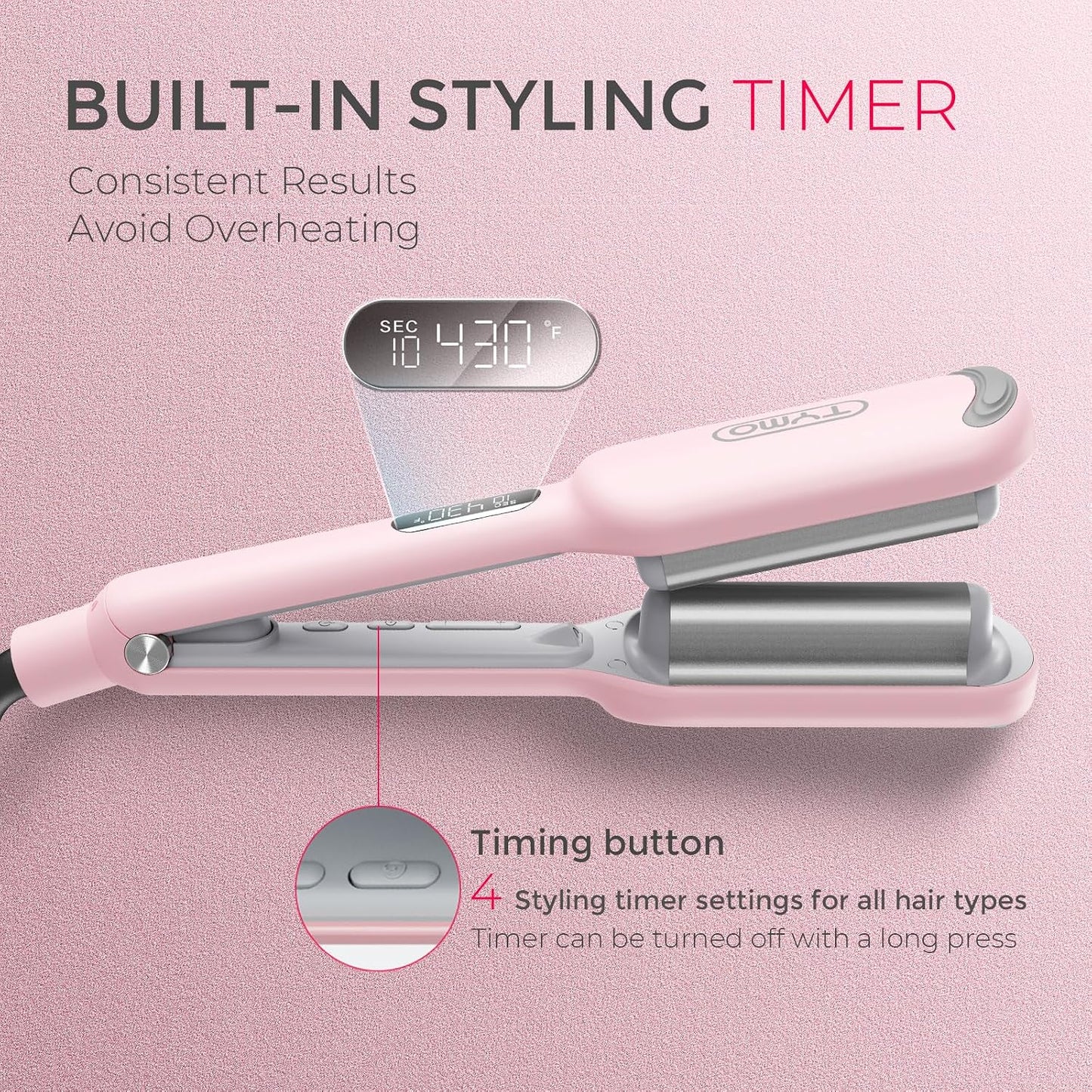 TYMO 25mm Wavers Ceramic Wavy Hair Crimper for Beachy, Voluminous Waves in DEMO