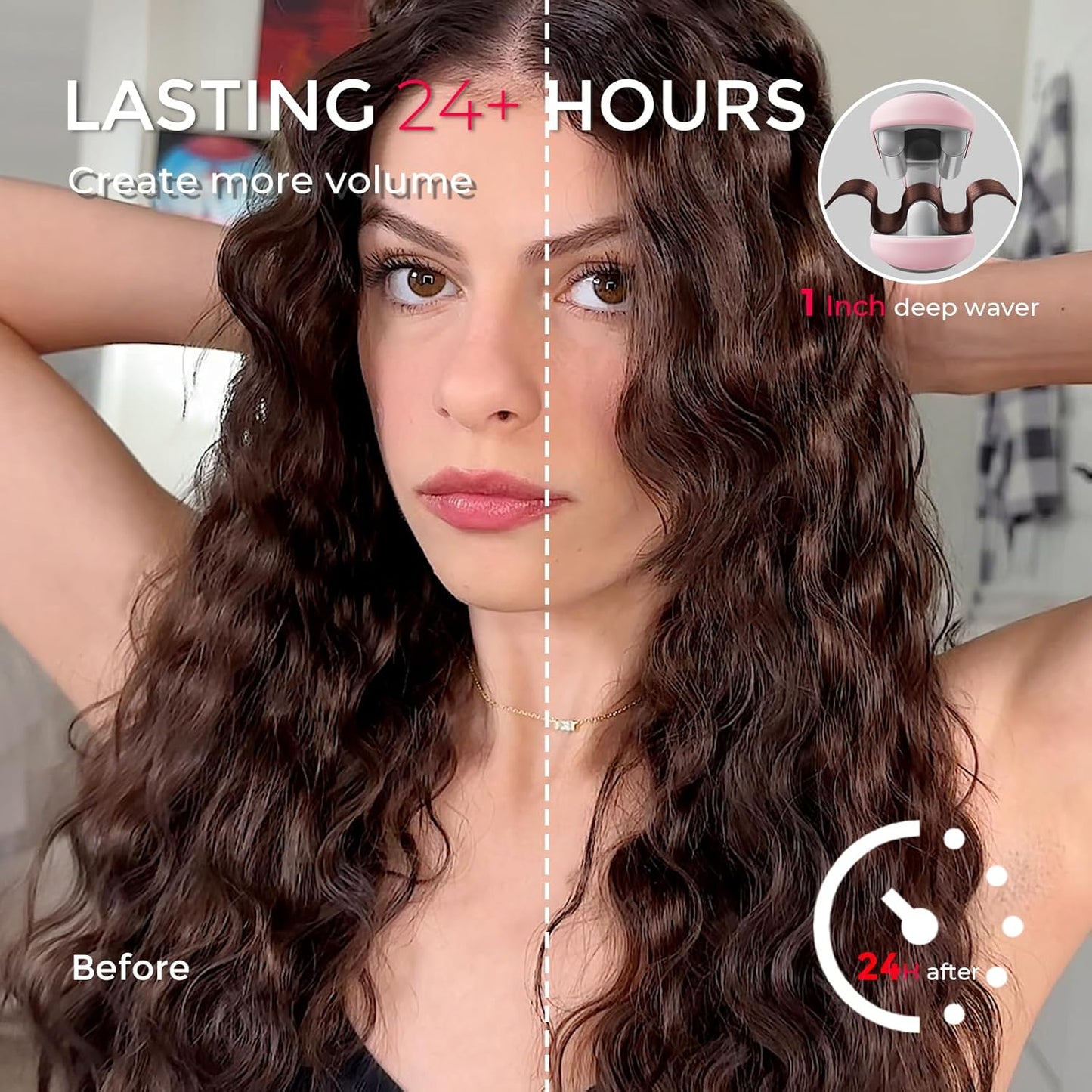 TYMO 25mm Wavers Ceramic Wavy Hair Crimper for Beachy, Voluminous Waves in DEMO