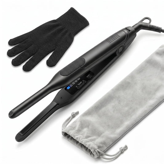 Telfun 0.3 Inch Flat Iron Hair Straightener for Short Pixie Cut Bangs Black NEW