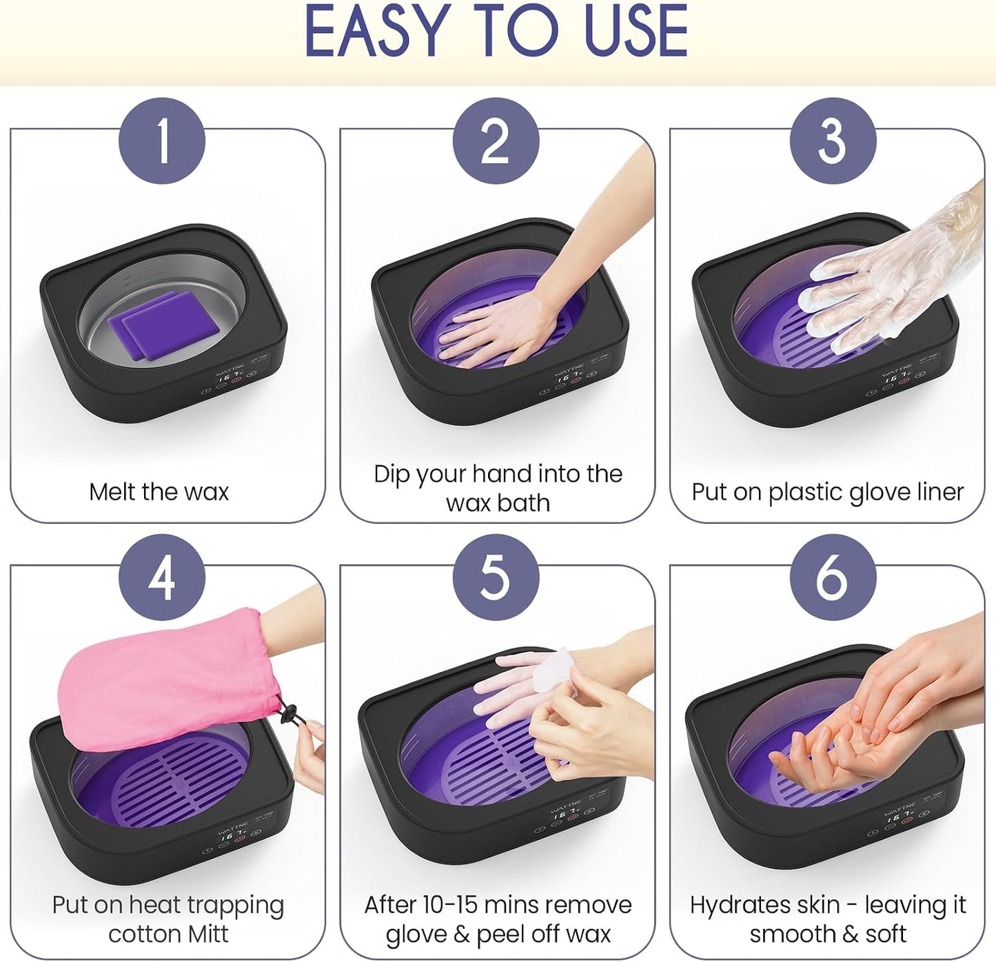 Wattne Paraffin Wax Warmer for Moisturizing Hands and Feet - Spa-Quality DEMO