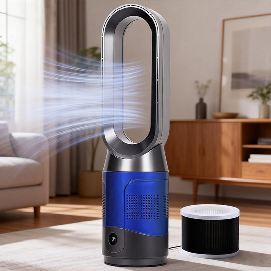ADVWIN Bladeless Air Purifier Tower Fan with HEPA 8-Speed, Blue for Home NEW