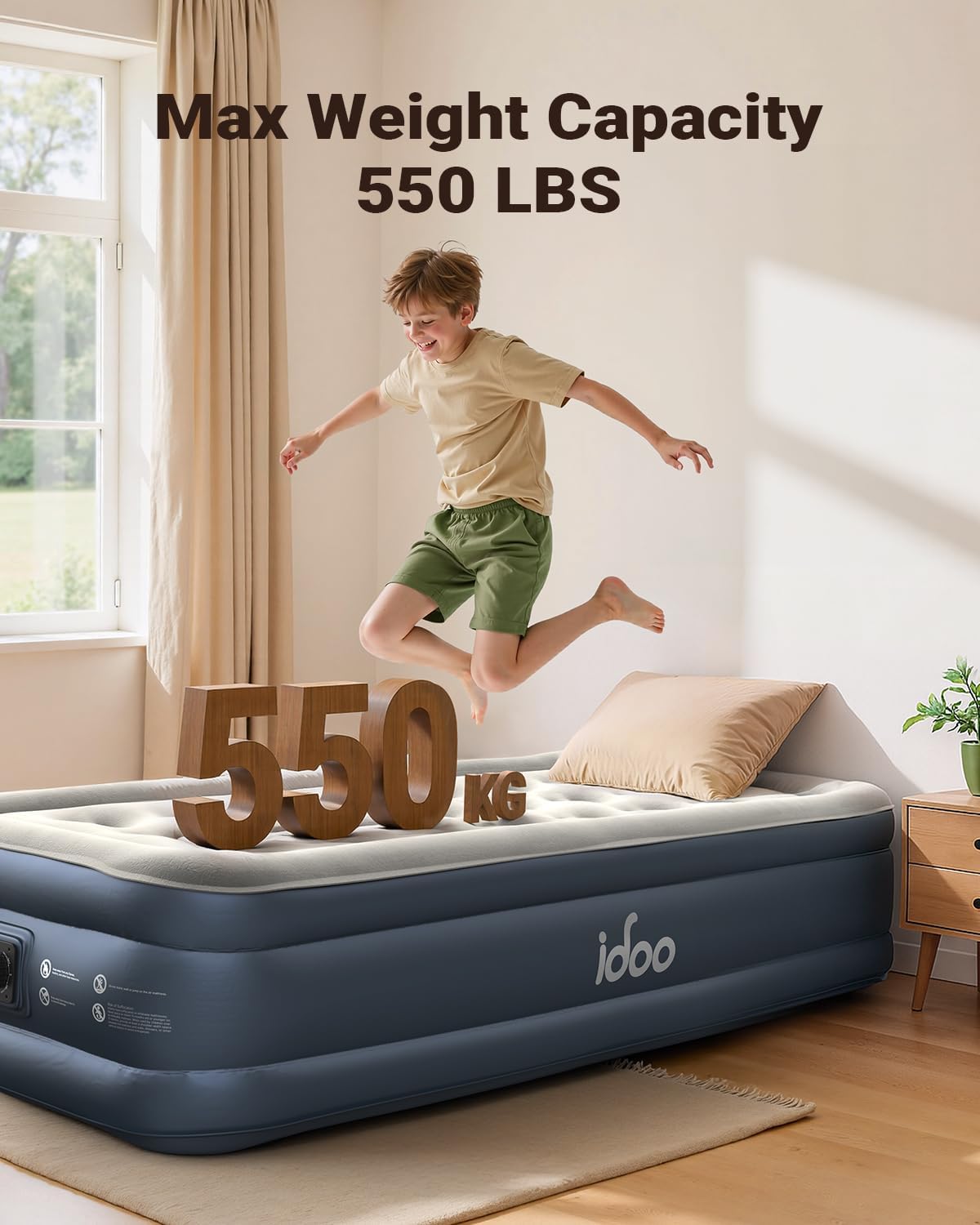 iDOO 15" Single Inflatable Air Mattress with Built-in Pump Self-Inflation DEMO