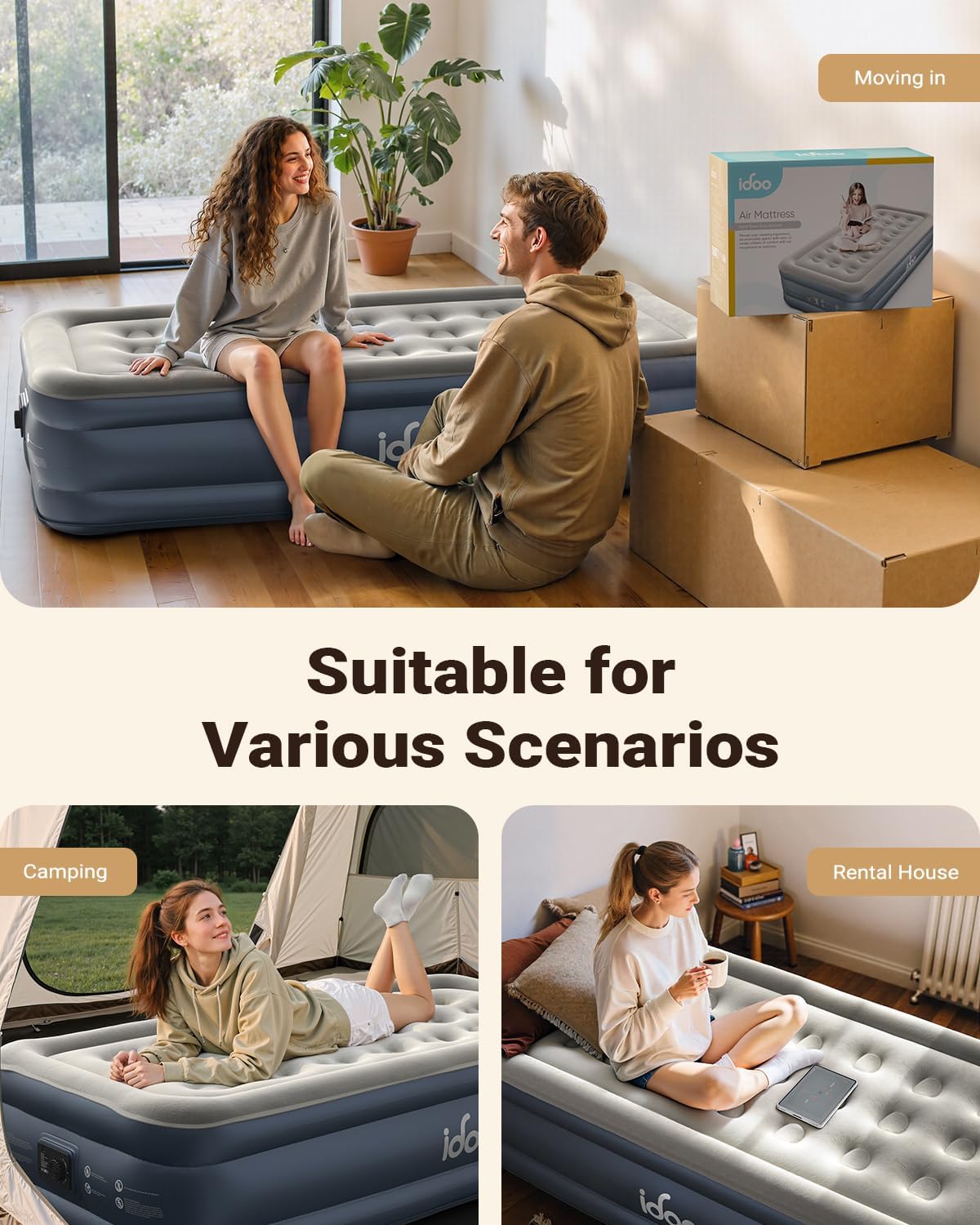 iDOO 15" Single Inflatable Air Mattress with Built-in Pump Self-Inflation DEMO