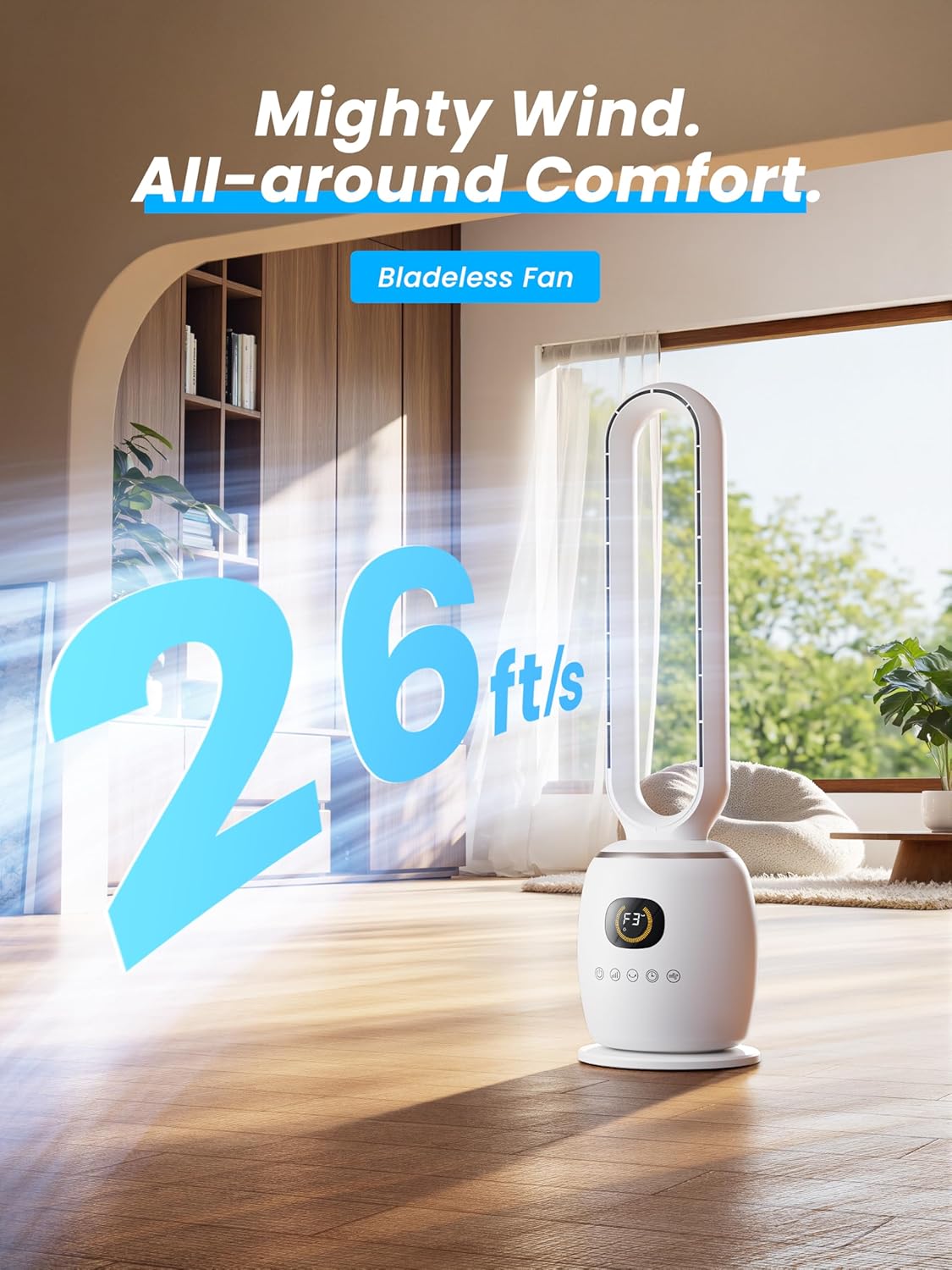 STORM HERO Quiet Oscillating Tower Fan with Remote, Timer, Large Off-White DEMO