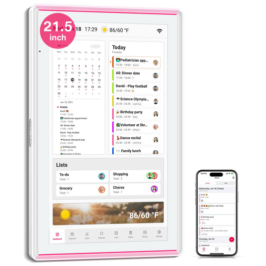 BIGASUO 21.5" Digital Smart Touchscreen Wall Calendar Electronic Family DEMO