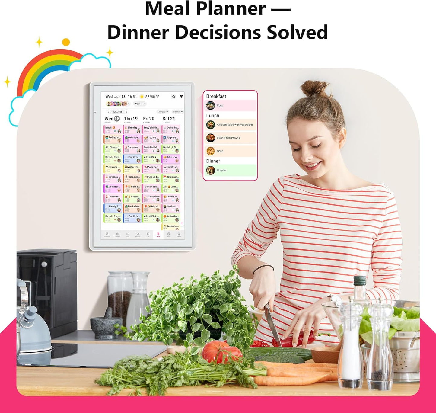 BIGASUO 21.5" Digital Smart Touchscreen Wall Calendar Electronic Family DEMO