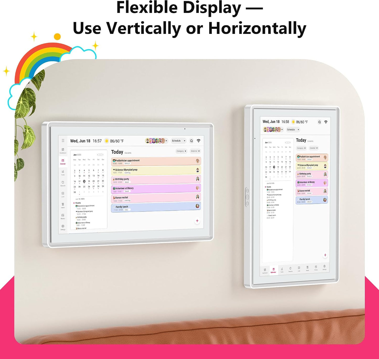 BIGASUO 21.5" Digital Smart Touchscreen Wall Calendar Electronic Family DEMO