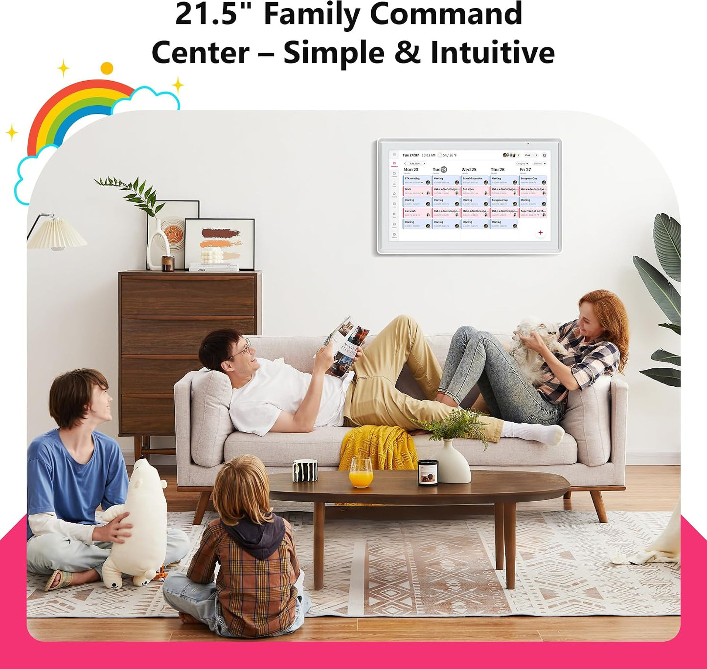 BIGASUO 21.5" Digital Smart Touchscreen Wall Calendar Electronic Family DEMO