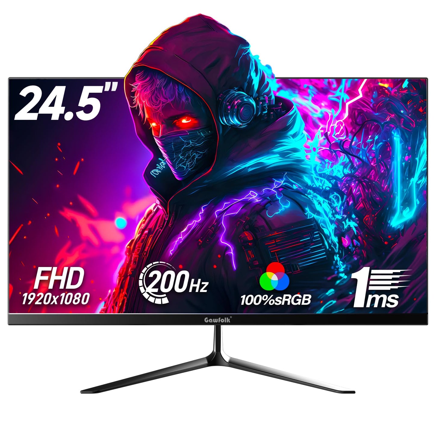 Gawfolk 24.5" Monitors 200Hz FHD 1080P Gaming Monitor with Built-in DEMO