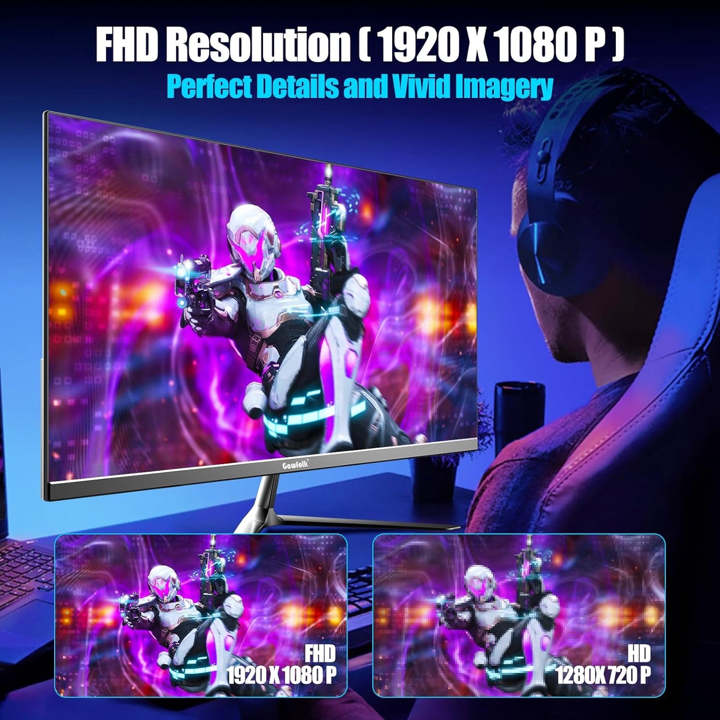 Gawfolk 24.5" Monitors 200Hz FHD 1080P Gaming Monitor with Built-in DEMO